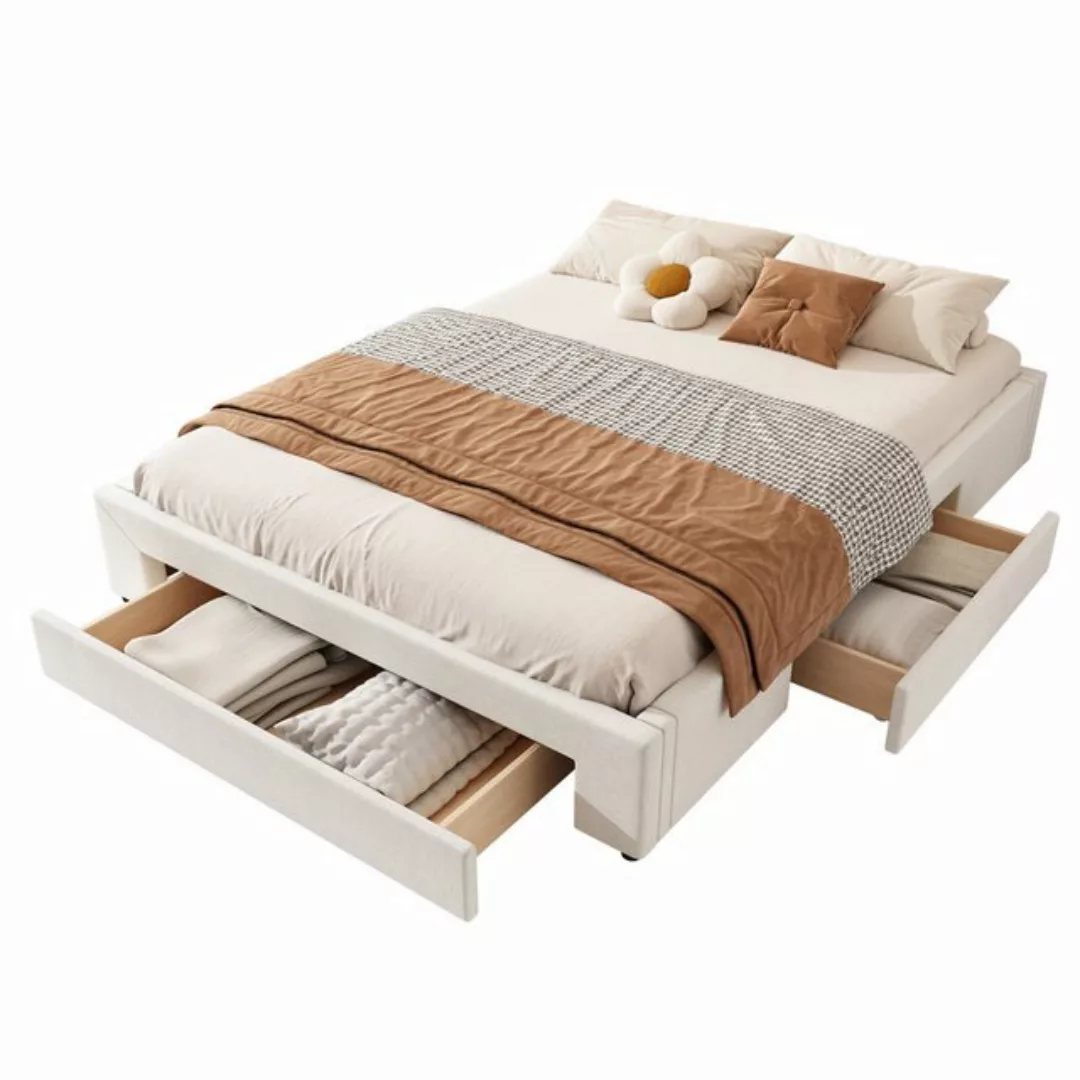 FUROKOY Polsterbett Plattform Bett ohne Kopfteil mit 3 Schubladen, (große K günstig online kaufen