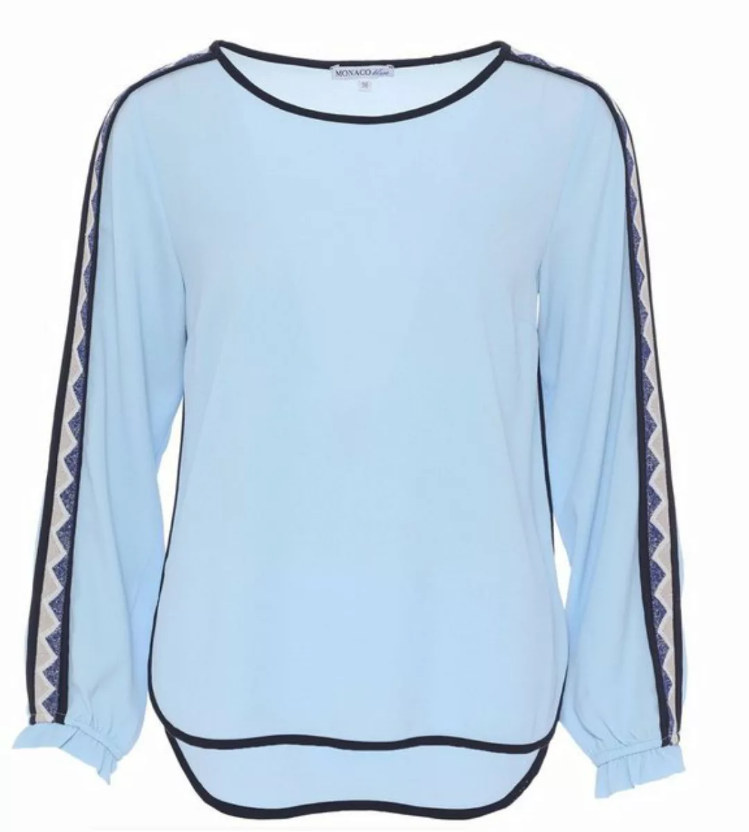 MONACO blue Blusenshirt Langarmshirt figurumspielend mit Schmuckbändchen günstig online kaufen