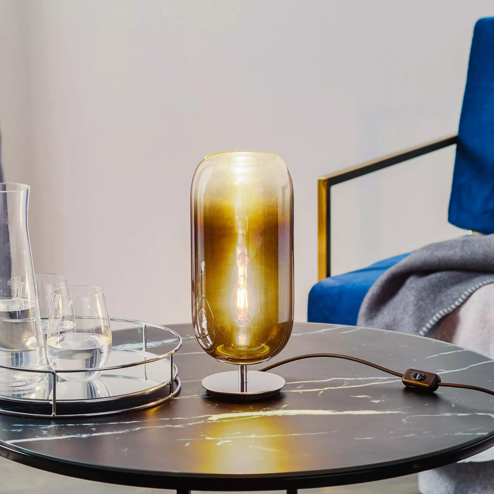 Artemide Gople Mini Tischleuchte blau/silber günstig online kaufen