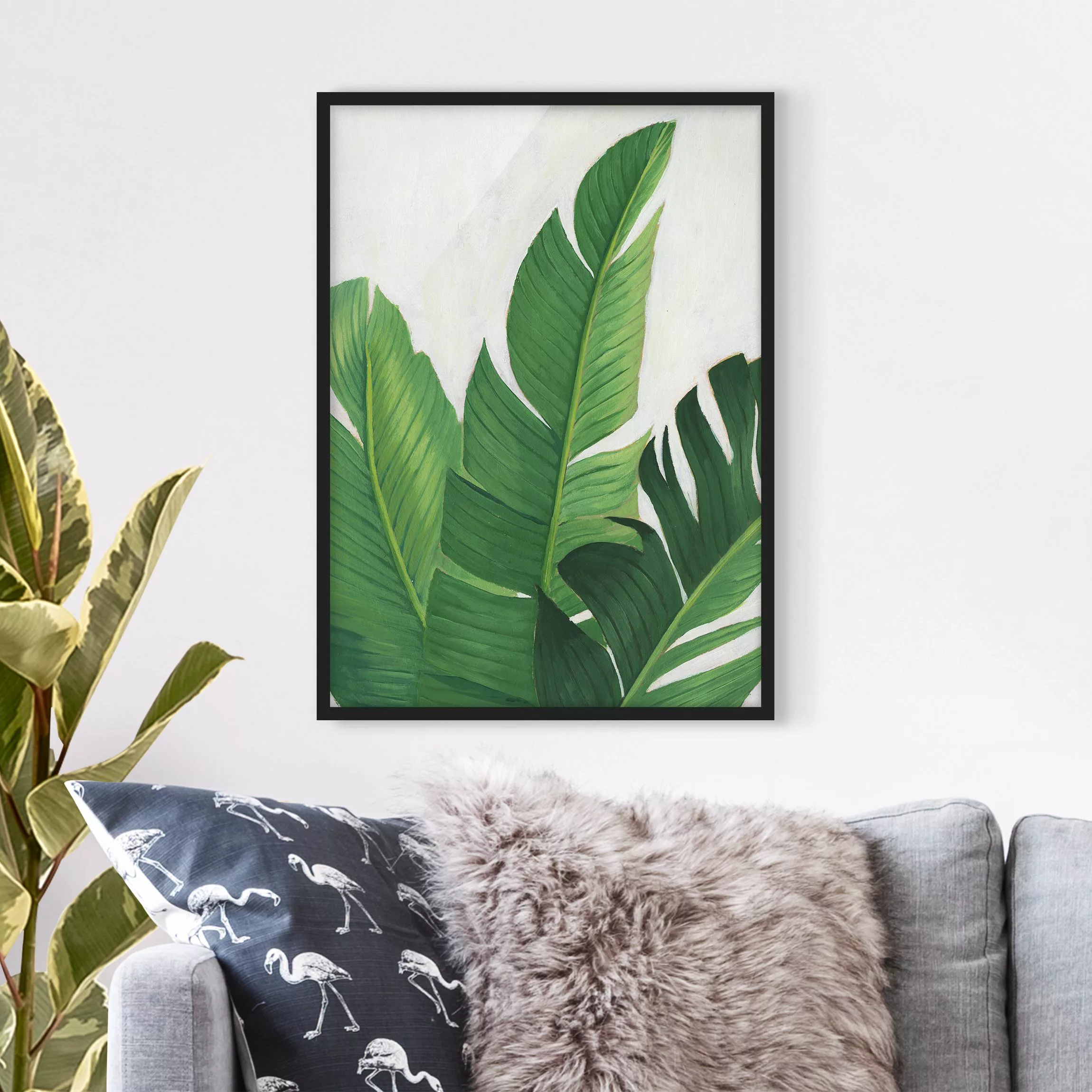Bild mit Rahmen Kunstdruck - Hochformat Lieblingspflanzen - Banane günstig online kaufen