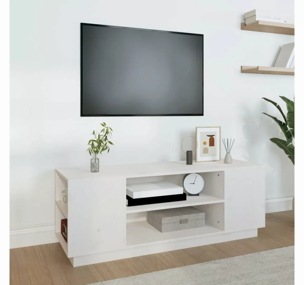 furnicato TV-Schrank Weiß 110x35x40,5 cm Massivholz Kiefer günstig online kaufen