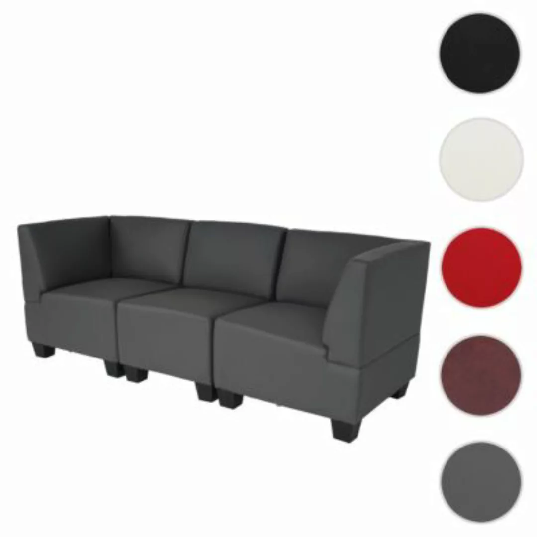 HWC Mendler Modular 3-Sitzer Sofa grau günstig online kaufen