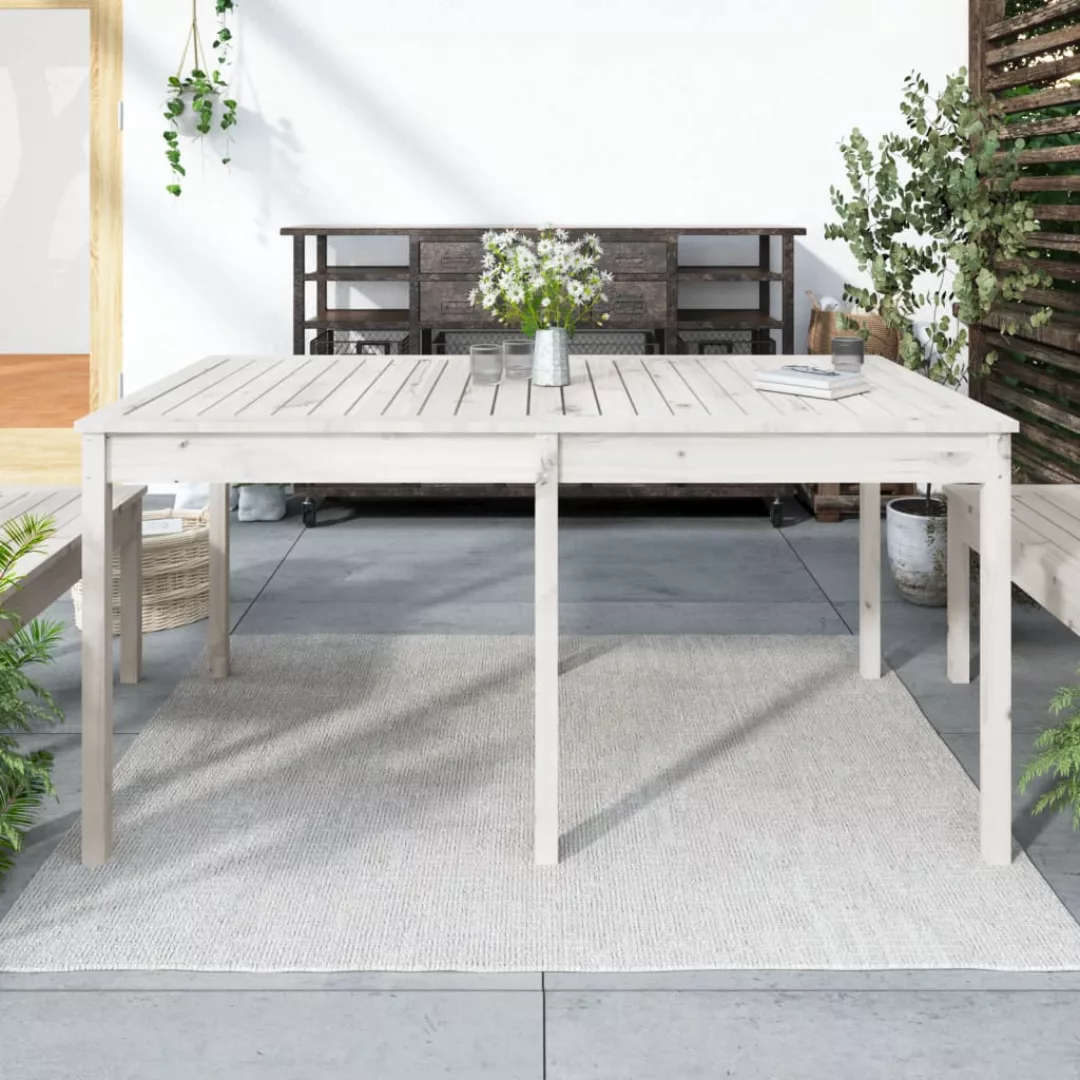 Vidaxl Gartentisch Weiß 159,5x82,5x76 Cm Massivholz Kiefer günstig online kaufen