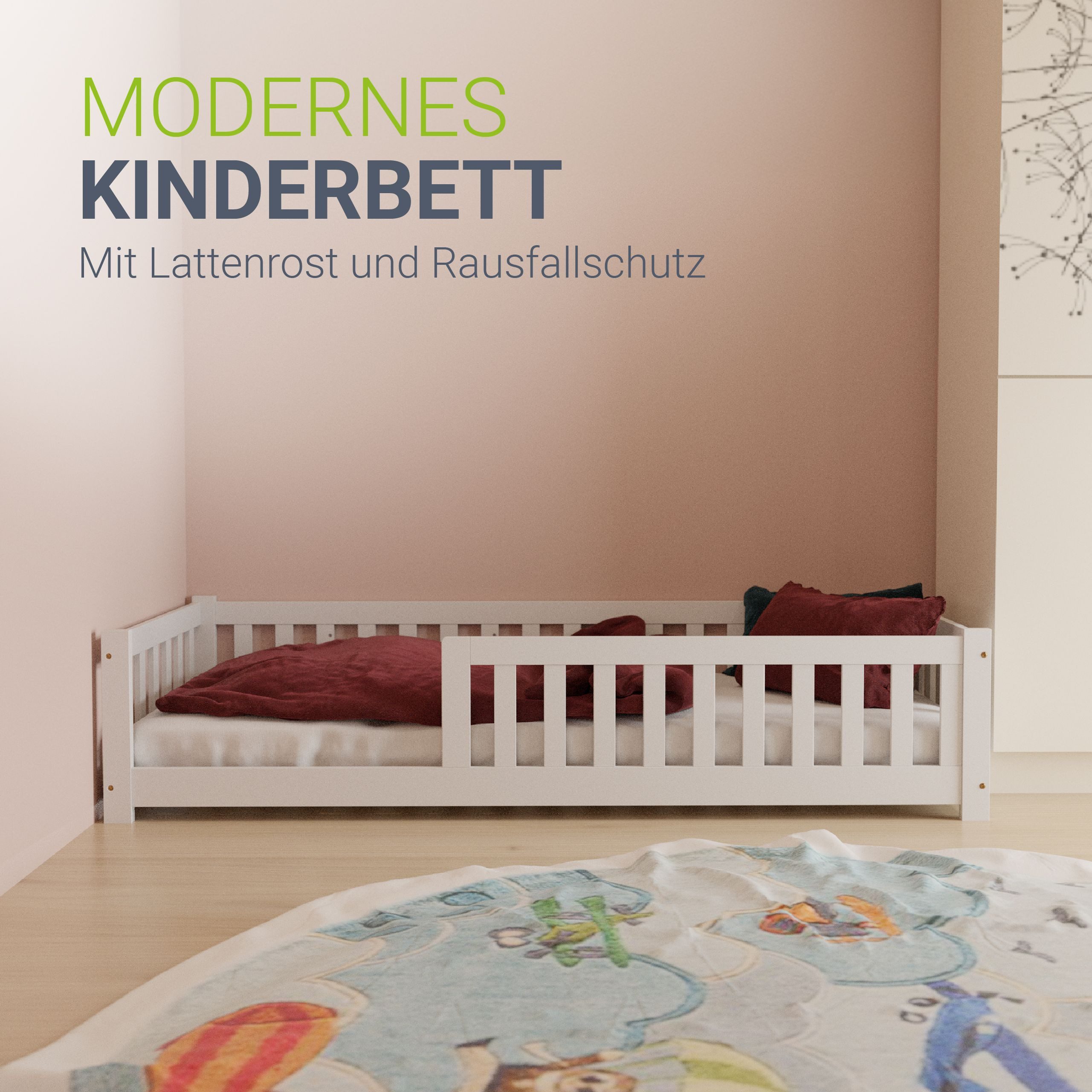 Juskys Kinderbett Naya, 140x200 cm Bodenbett, günstig online kaufen