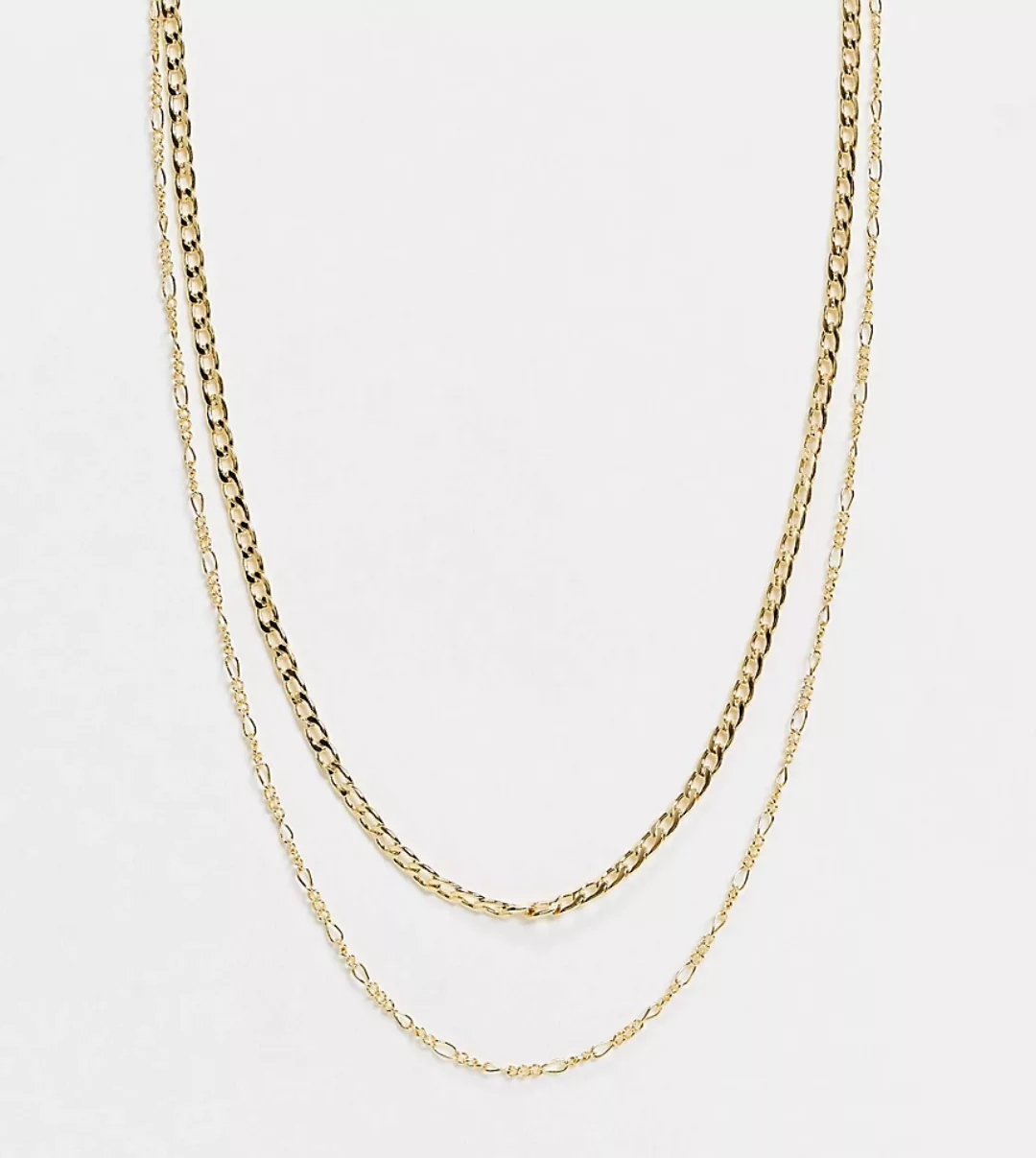 Orelia – Mehrreihige, vergoldete Halskette mit Figaro- und flachen Kettengl günstig online kaufen