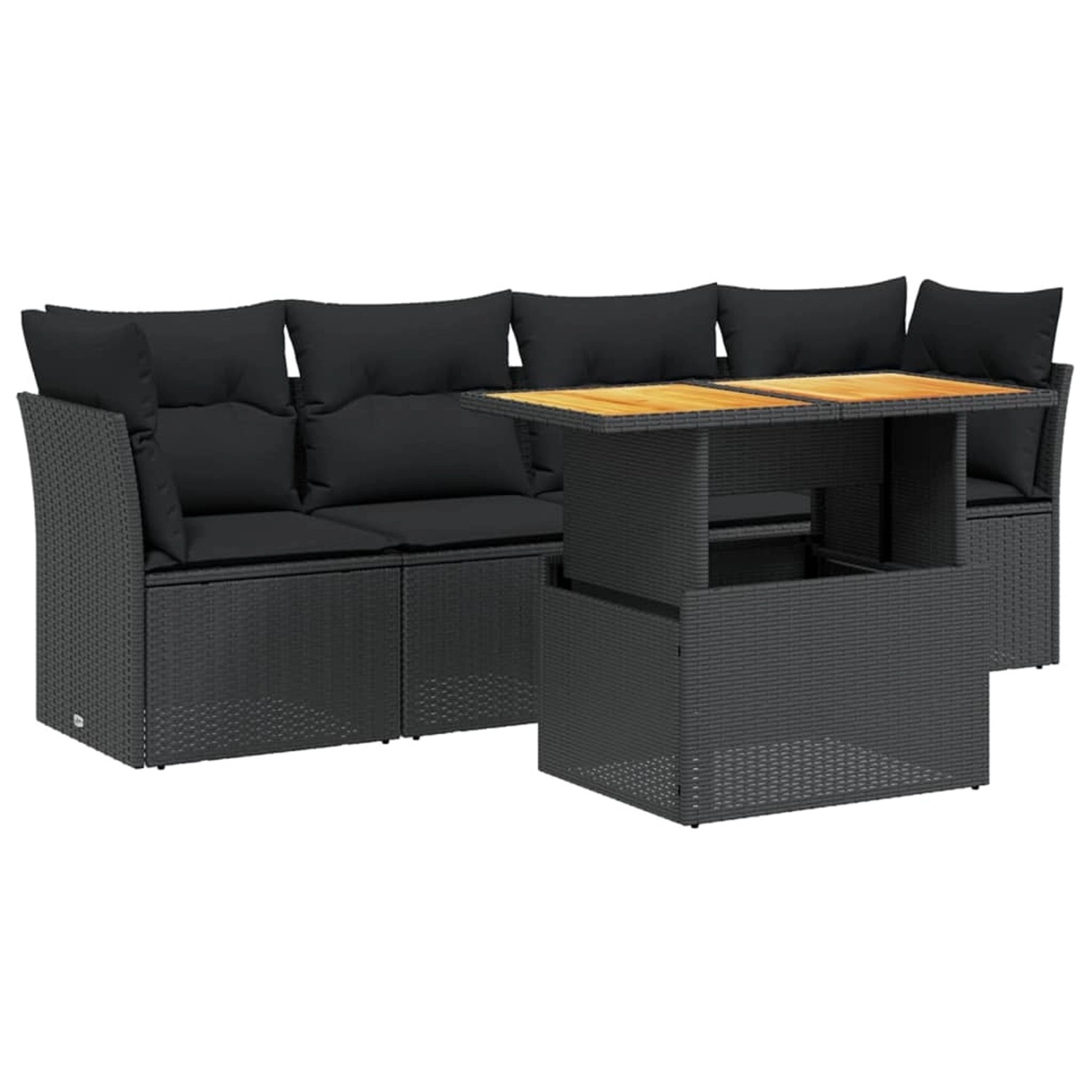 vidaXL 5-Tlg Garten-Sofagarnitur mit Kissen Schwarz Poly Rattan 3270663 günstig online kaufen