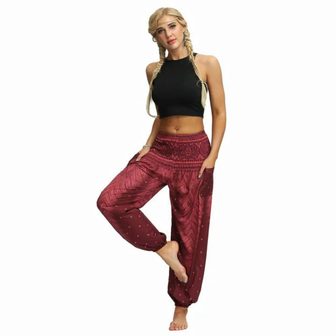 AUKUU Loungepants Lockere Freizeithose, Yogahose mit hohem Bund, Haremshose günstig online kaufen