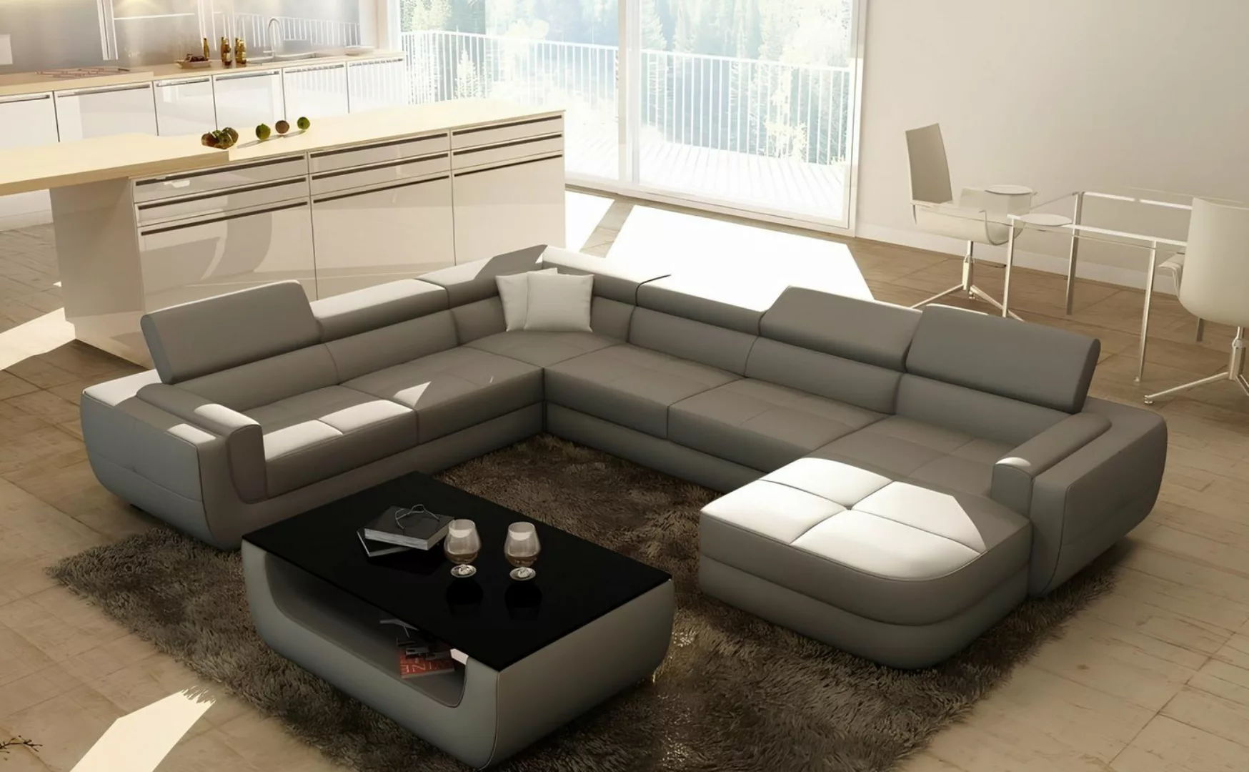 JVmoebel Ecksofa Wohnlandschaft Designer Sofa mit USB,Couch Big Polster Led günstig online kaufen