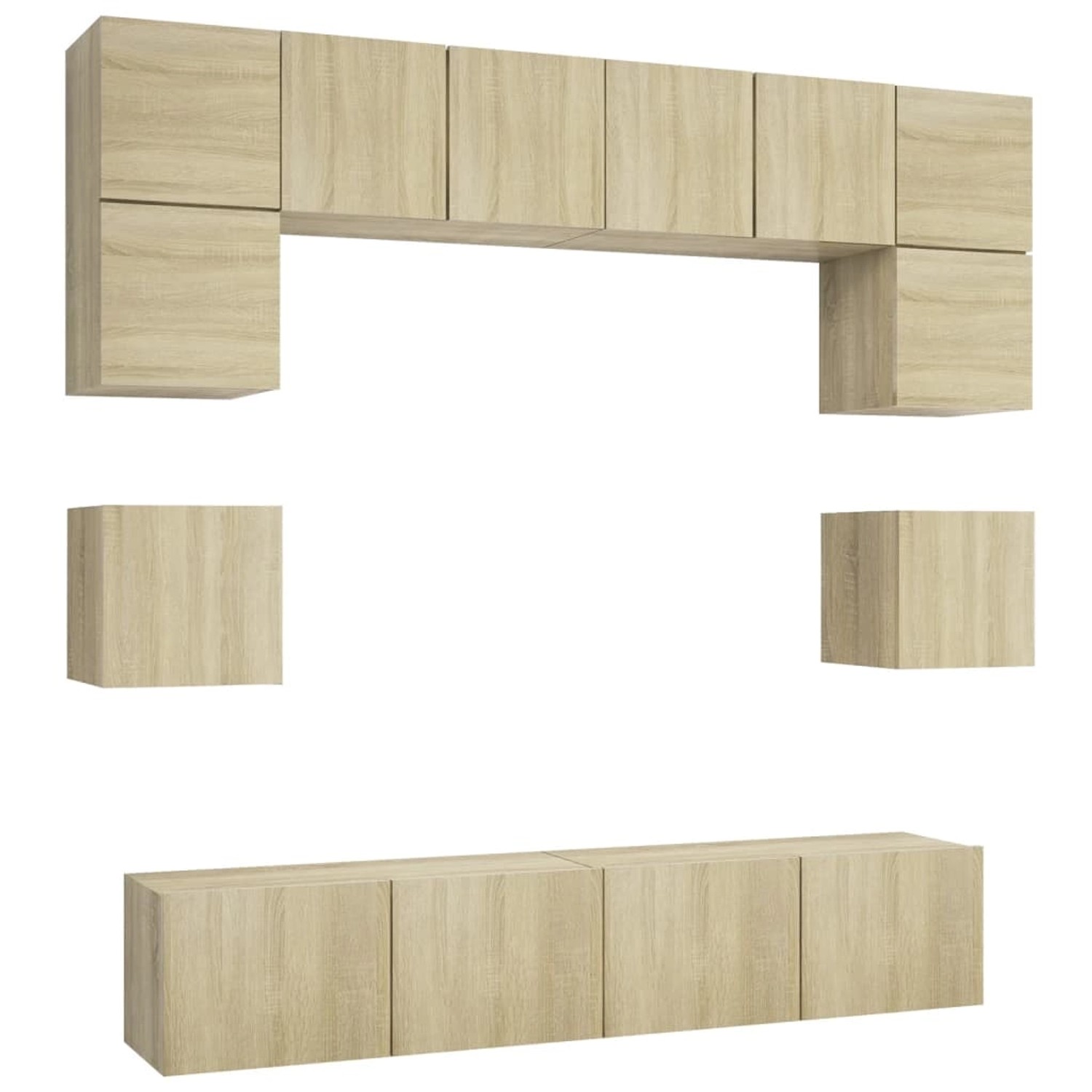 vidaXL 8-tlg. TV-Schrank-Set Sonoma-Eiche Holzwerkstoff 7 günstig online kaufen