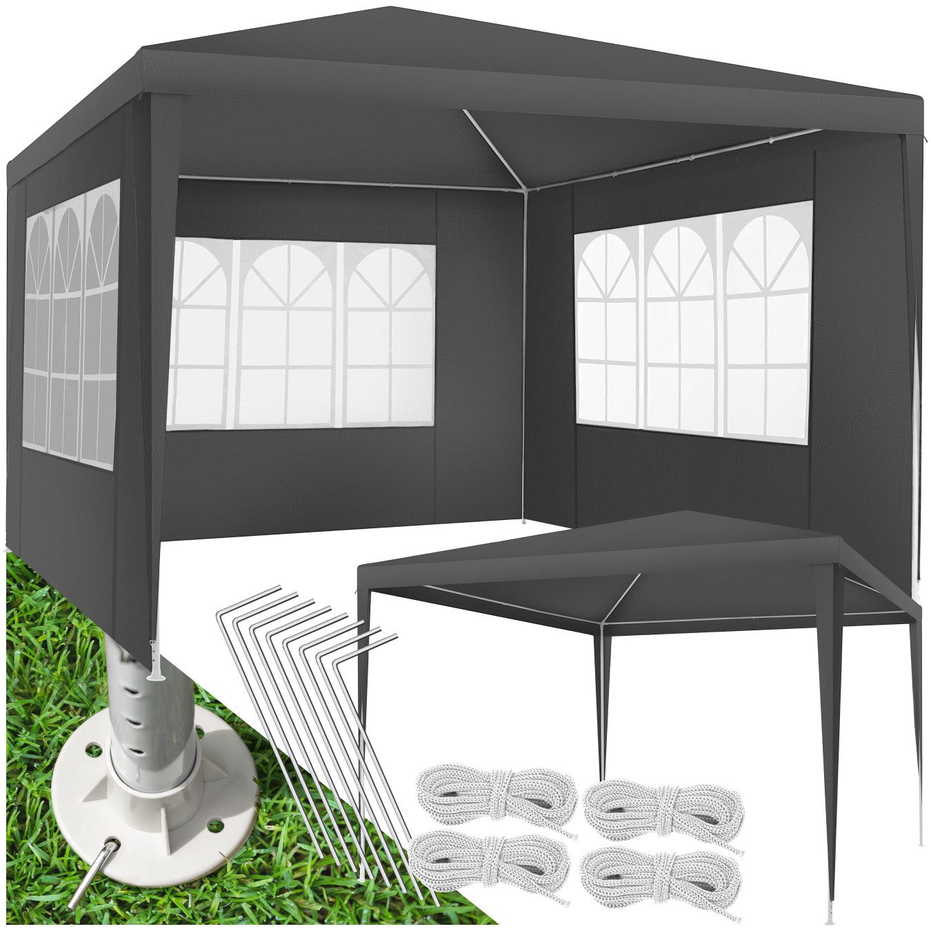 tectake Pavillon Barinas, mit 3 Seitenteilen, günstig online kaufen