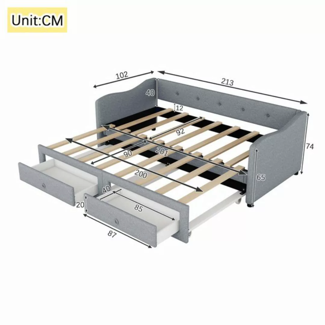 FLASMR Einzelbett Daybettt,Schlafsofa mit zwei Schubkästen, Einzelbett (Ohn günstig online kaufen