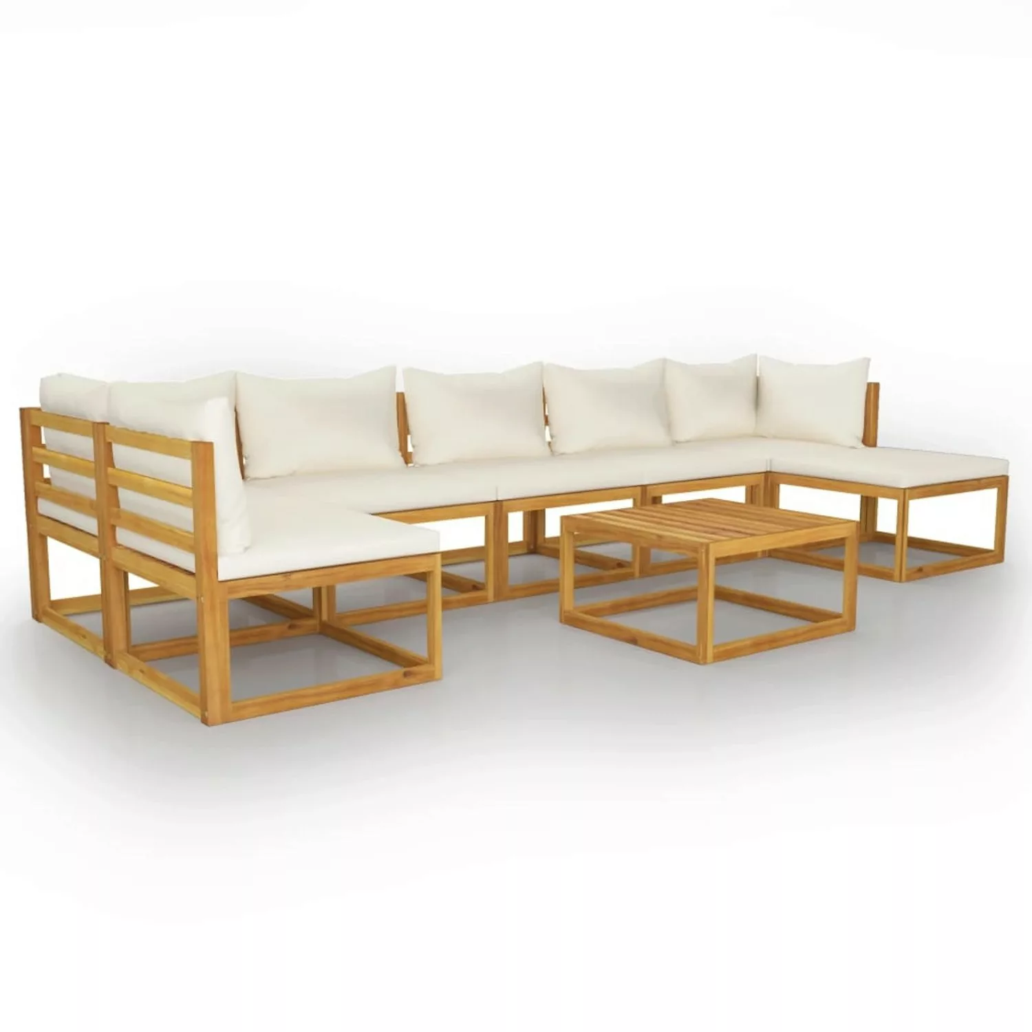 8-tlg. Garten-lounge-set Mit Auflagen Creme Massivholz Akazie günstig online kaufen