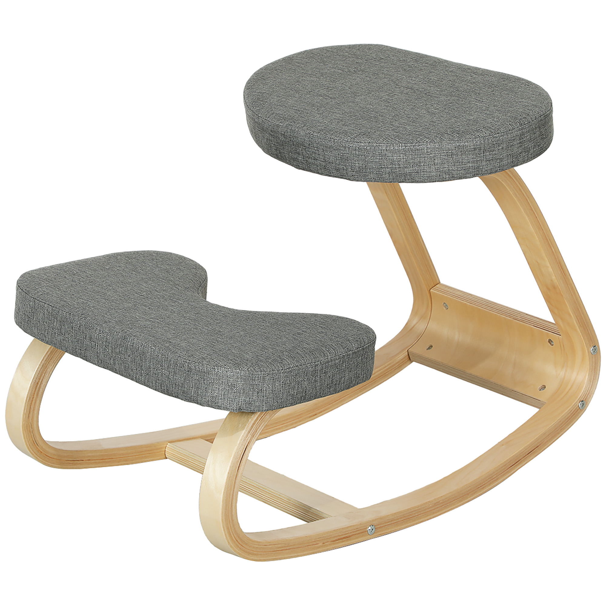 HOMCOM Kniestuhl, ergonomischer Schaukelholzstuhl, Kniestützsitz für Home O günstig online kaufen
