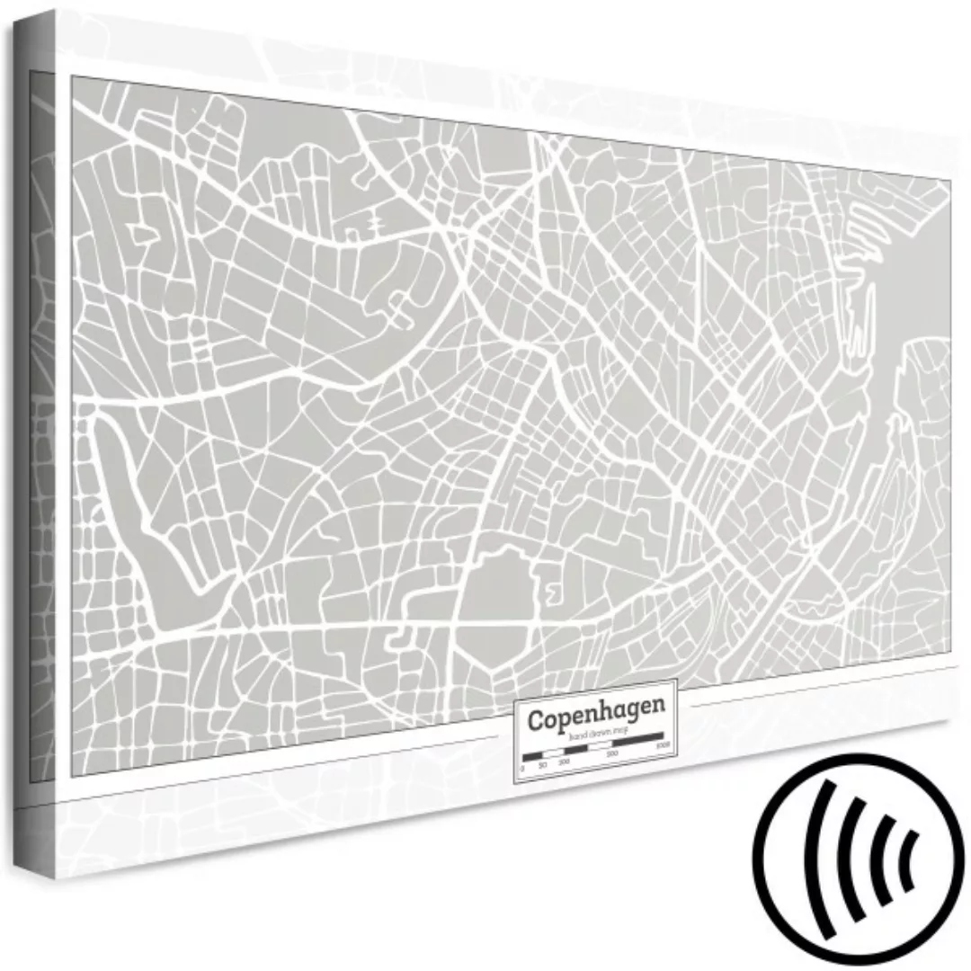Leinwandbild Kopenhagen in Grau - Hauptstadt von Dänemark in Grau mit einer günstig online kaufen