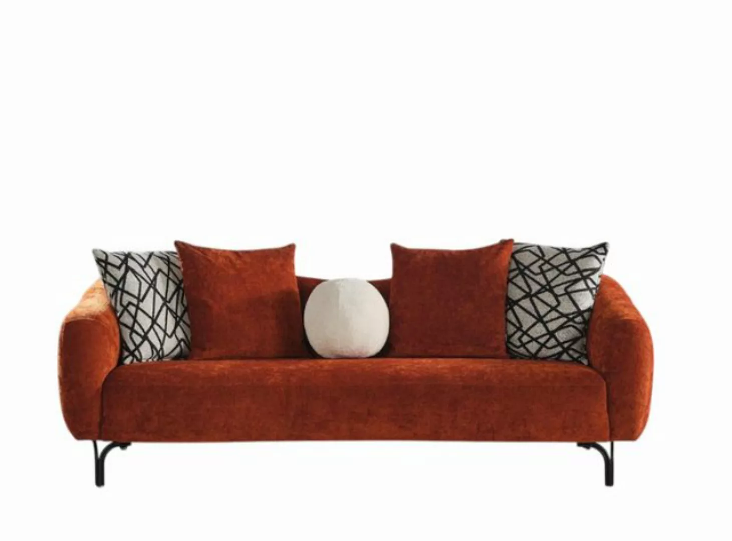 Xlmoebel Sofa Modernes orangefarbenes Stoff-Sofa mit drei Sitzplätzen, 1 Te günstig online kaufen