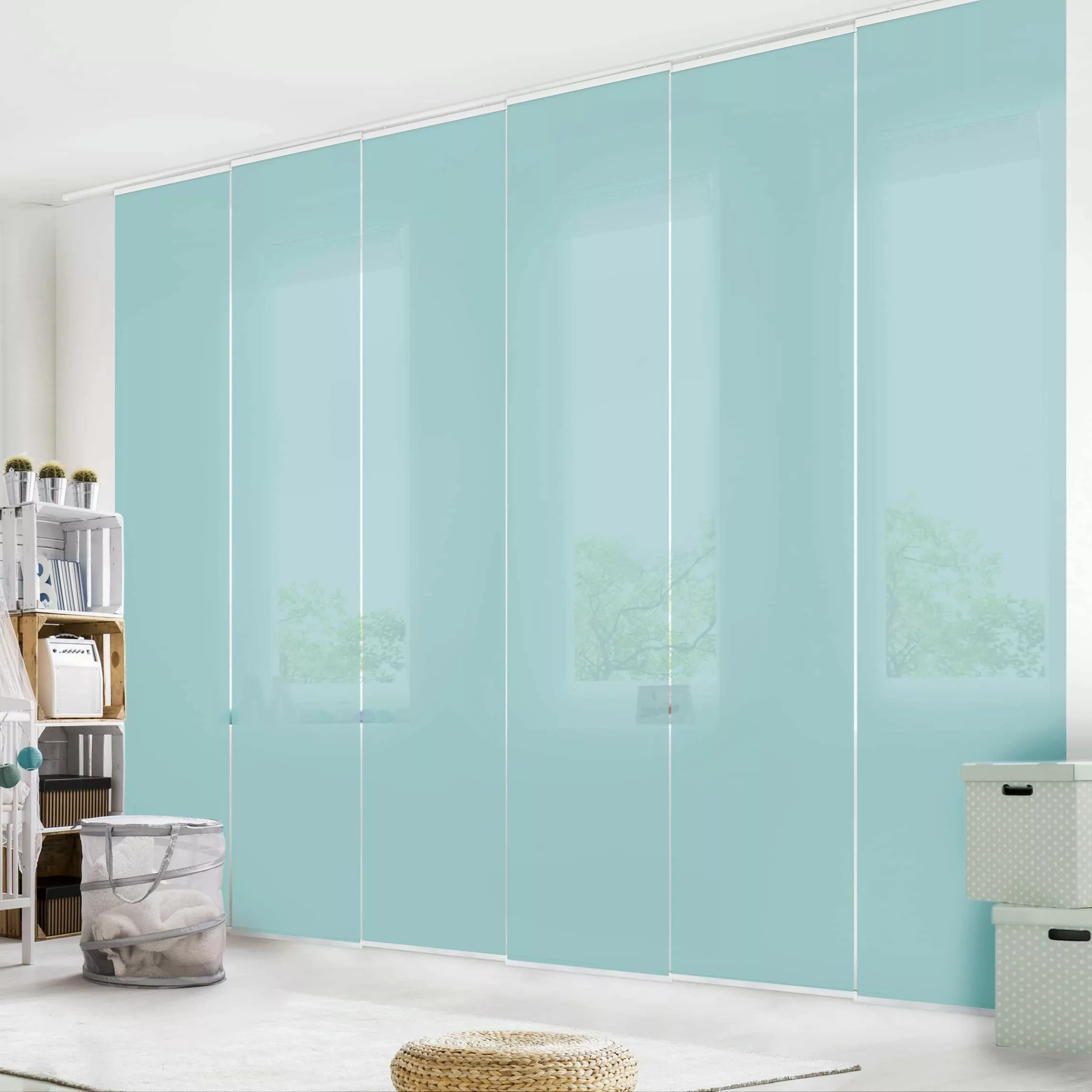 Bilderdepot24 Schiebegardine modern Flächenvorhang blickdicht Pastelltürkis günstig online kaufen