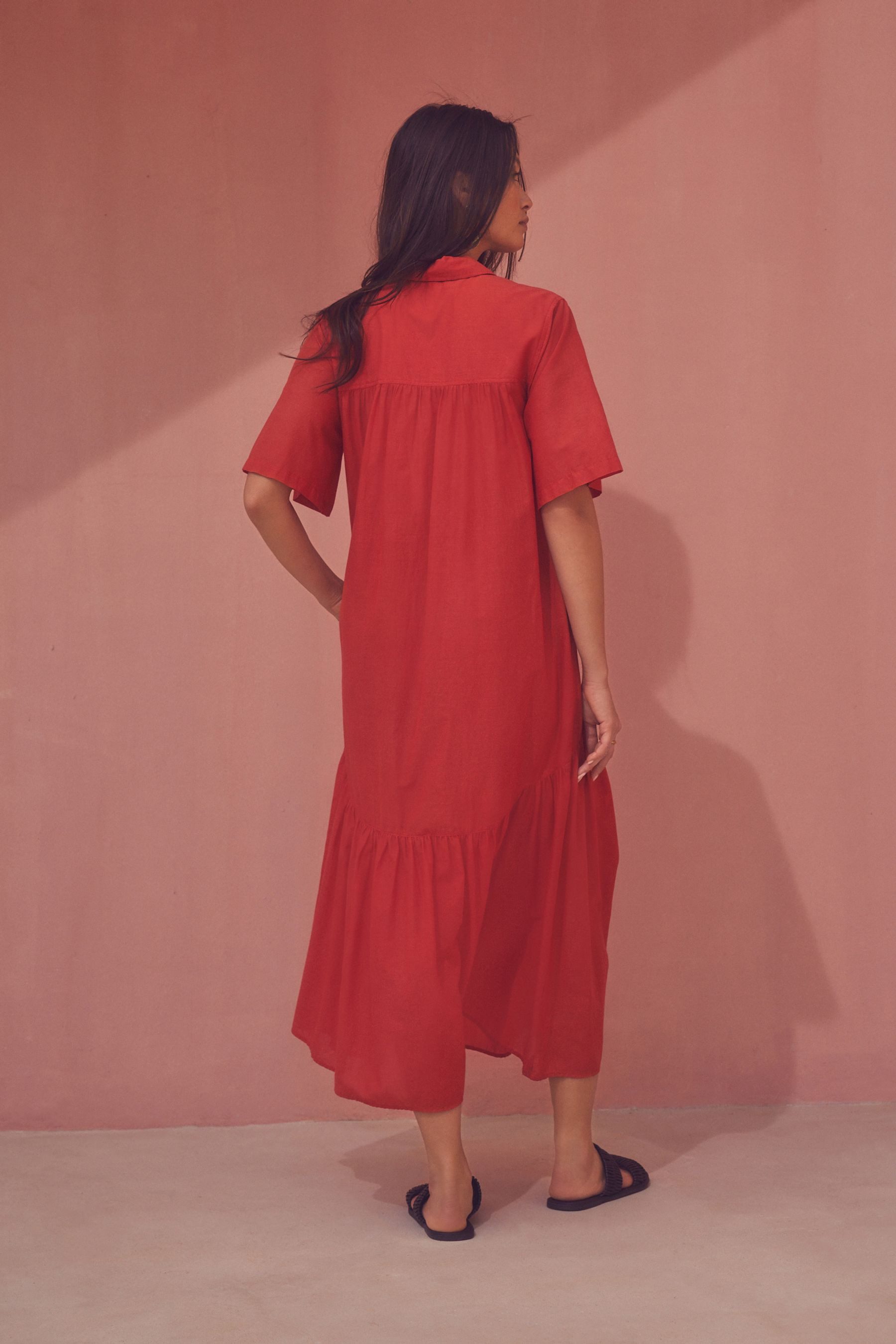 Next Maxikleid Kurzarm-Maxikleid aus Baumwolle mit günstig online kaufen