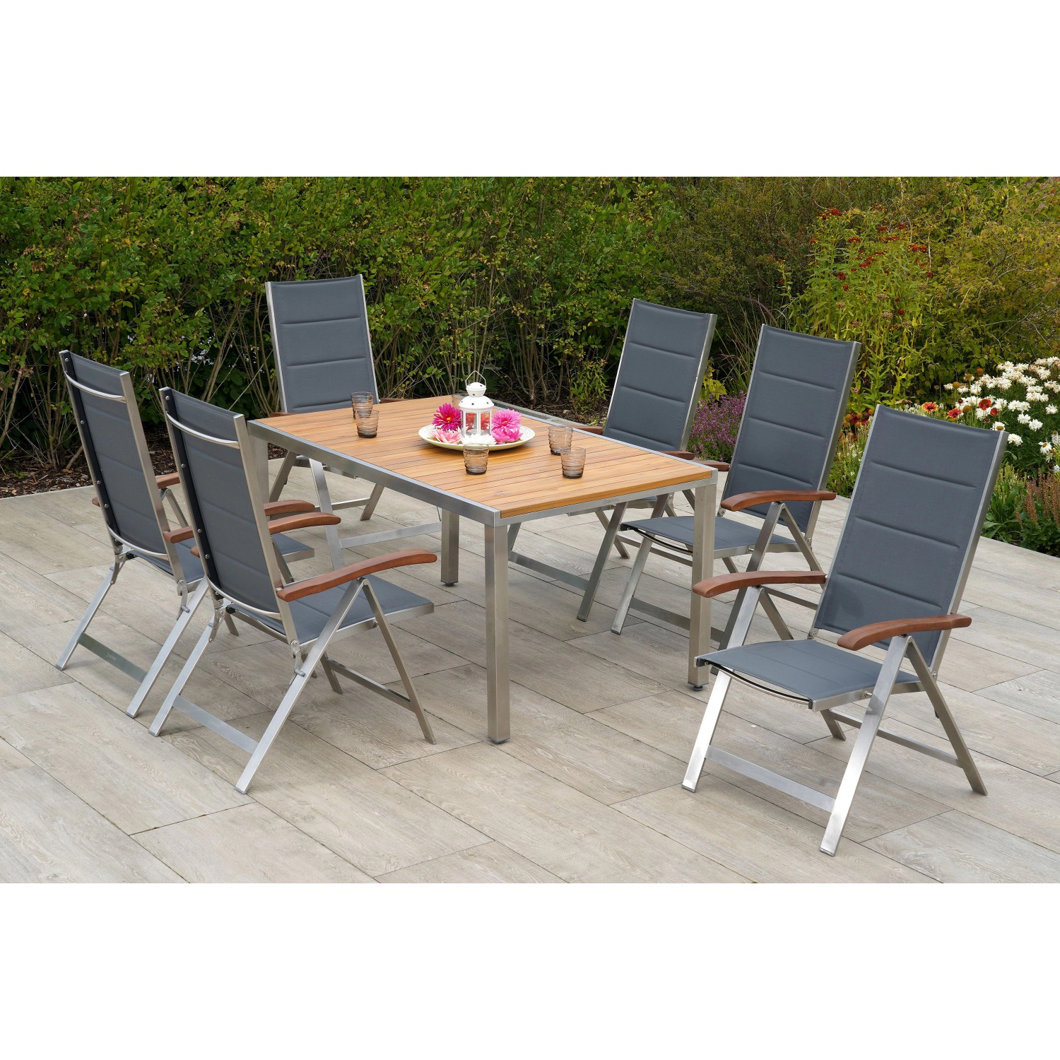 Merxx Ferrara Set 7-tlg. 6 Klappsessel Gartentisch 150 x 90 cm günstig online kaufen