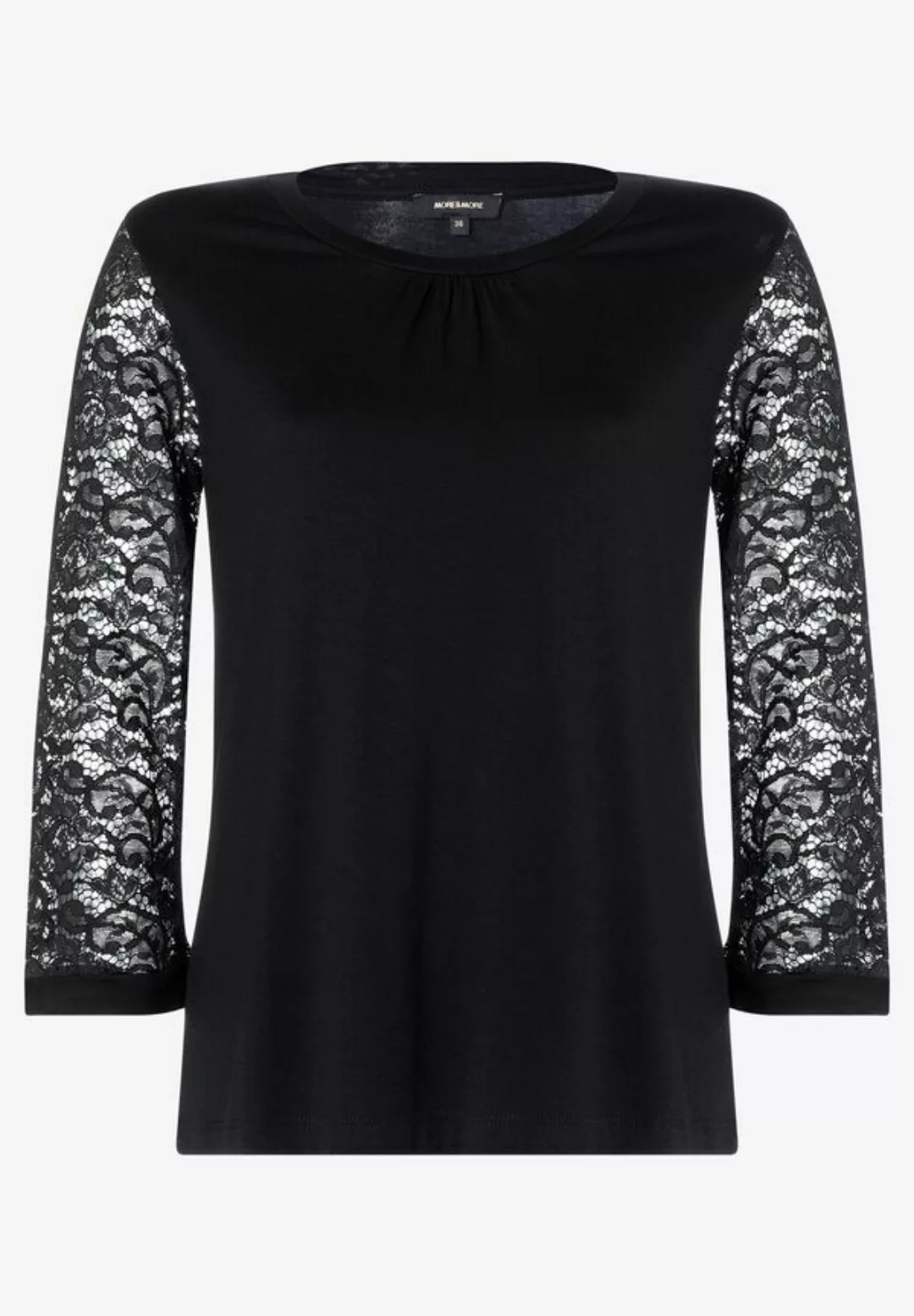 Shirt mit Spitzenärmeln, schwarz, Frühjahrs-Kollektion günstig online kaufen