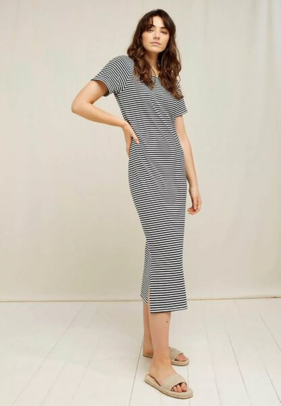 Midi Kleid Gestreift - Darika Stripe Dress - Aus Bio-baumwolle günstig online kaufen