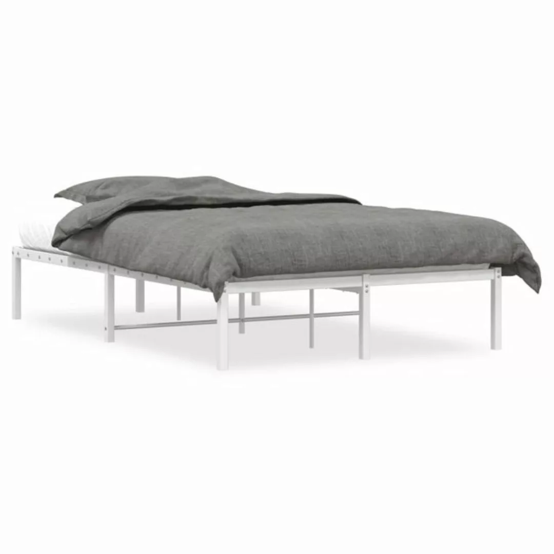 vidaXL Bettgestell Bettgestell Metall Weiß 120x200 cm Bett Bettgestell günstig online kaufen