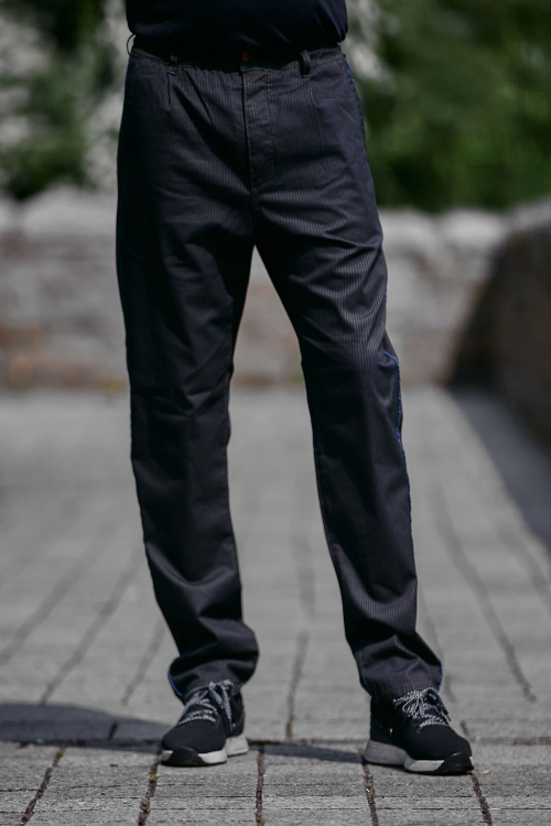 Jogger Style - Designer Hose - anthrazitfarbene Streifen - Stretch günstig online kaufen