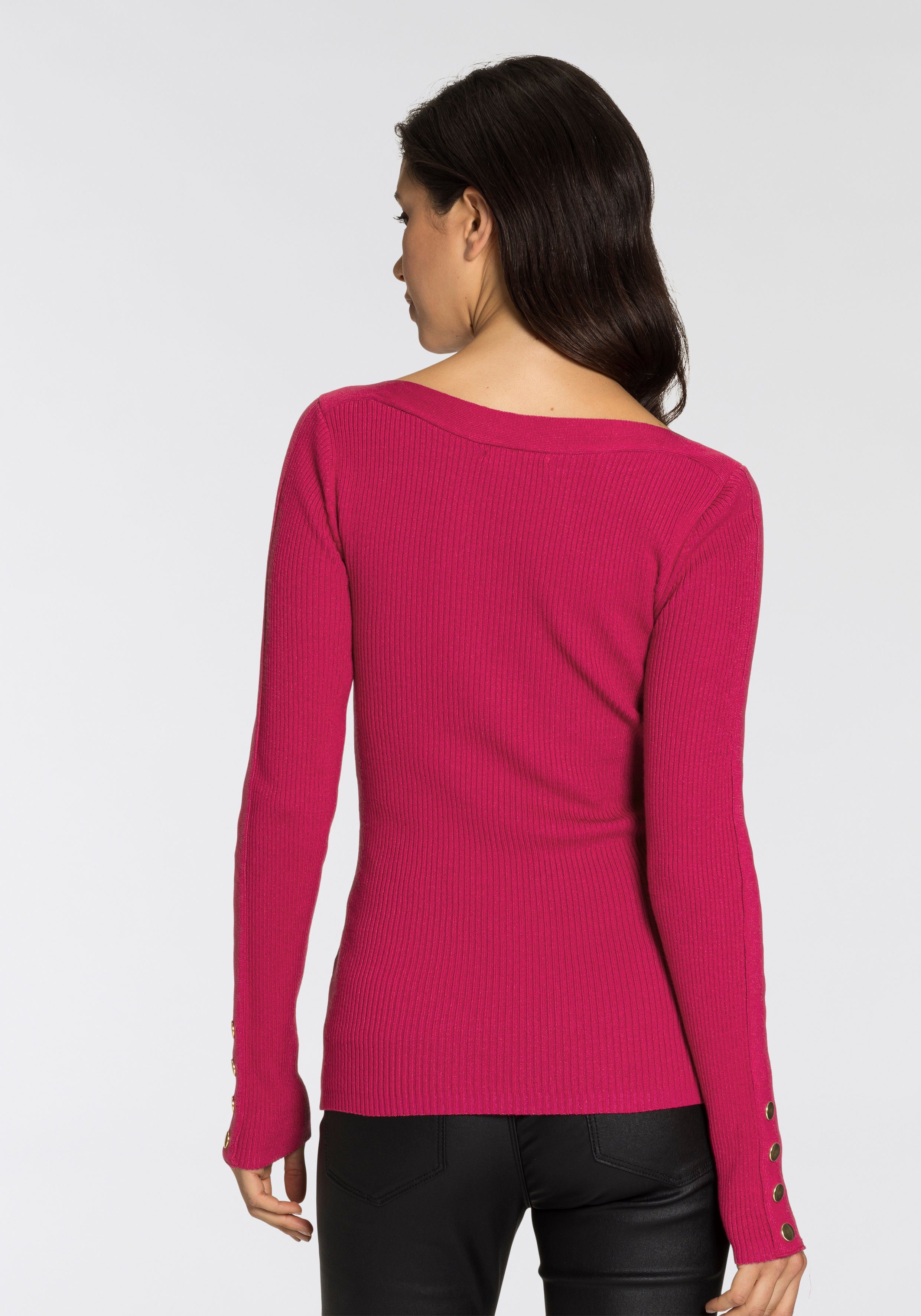 Melrose Strickpullover aus Rippqualität mit Knöpfen günstig online kaufen