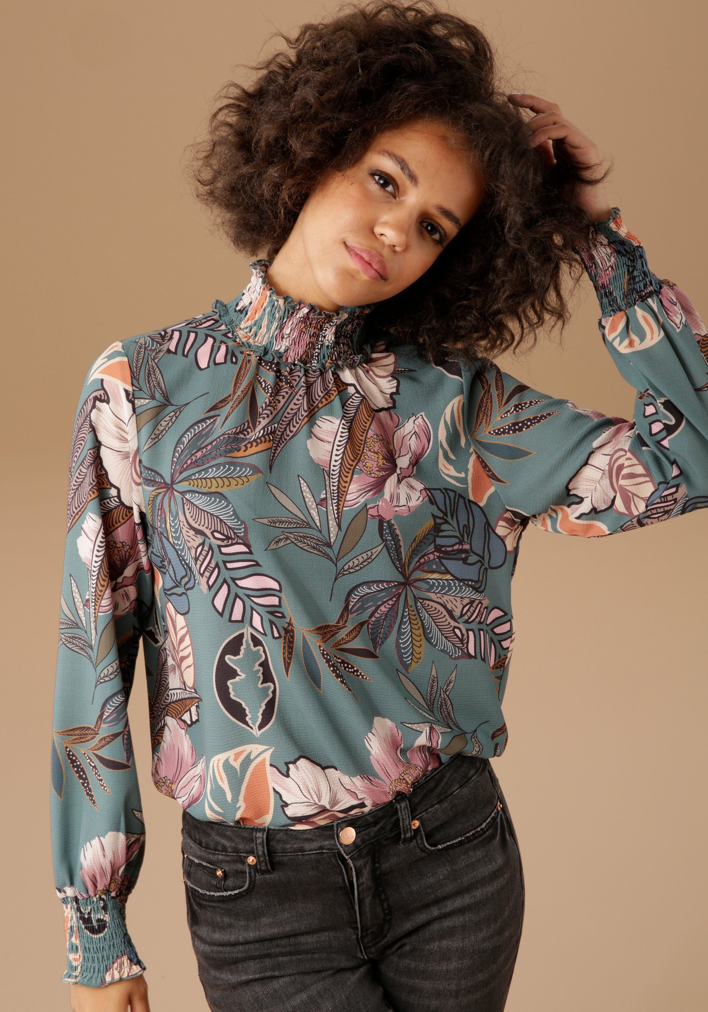 Aniston CASUAL Schlupfbluse mit großflächigem Blütendruck günstig online kaufen