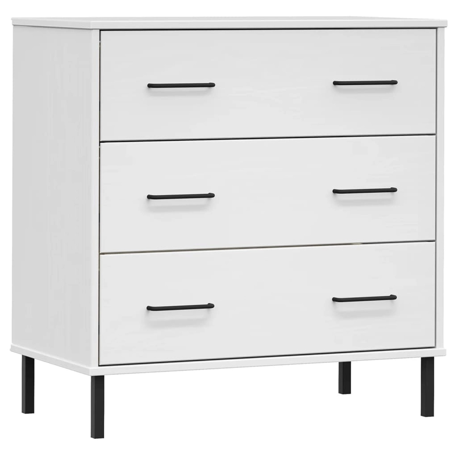 vidaXL Sideboard OSLO mit 3 Schubladen Weiß 77x40x79,5 cm Massivholz günstig online kaufen