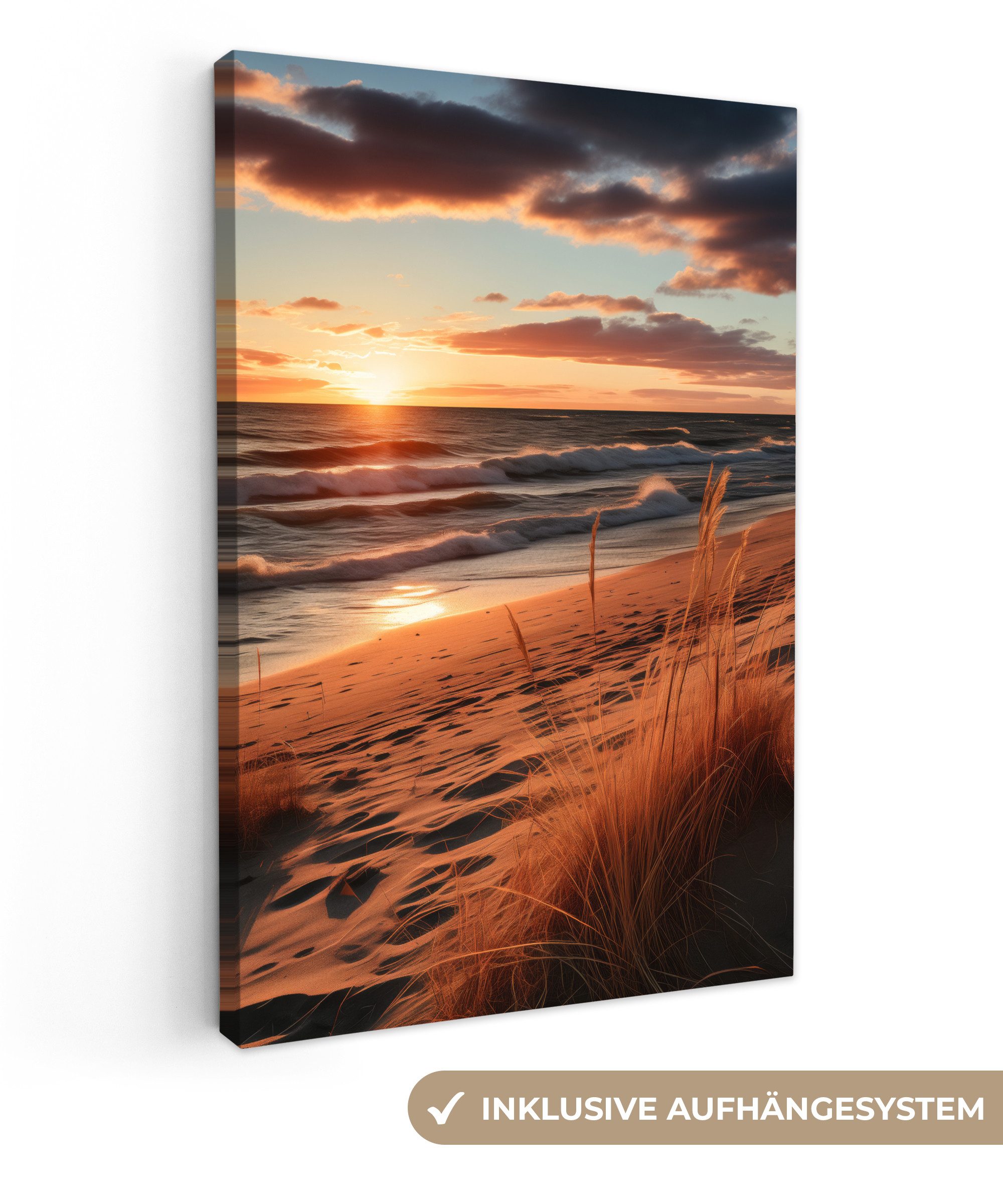 OneMillionCanvasses® Leinwandbild Strand - Sonnenuntergang - günstig online kaufen