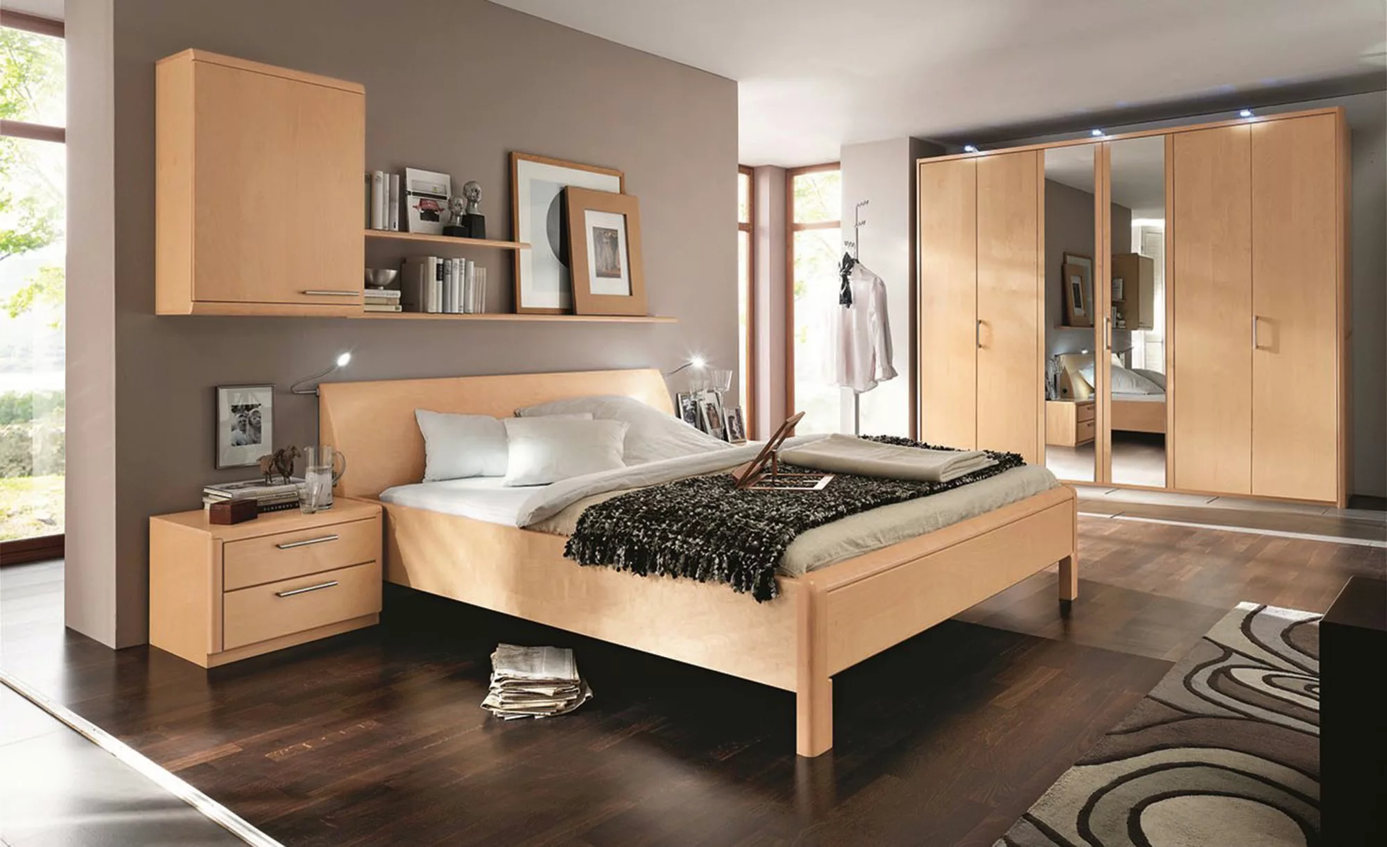 Komplett-Schlafzimmer, 4-teilig  Korona - holzfarben - Komplett-Schlafzimme günstig online kaufen