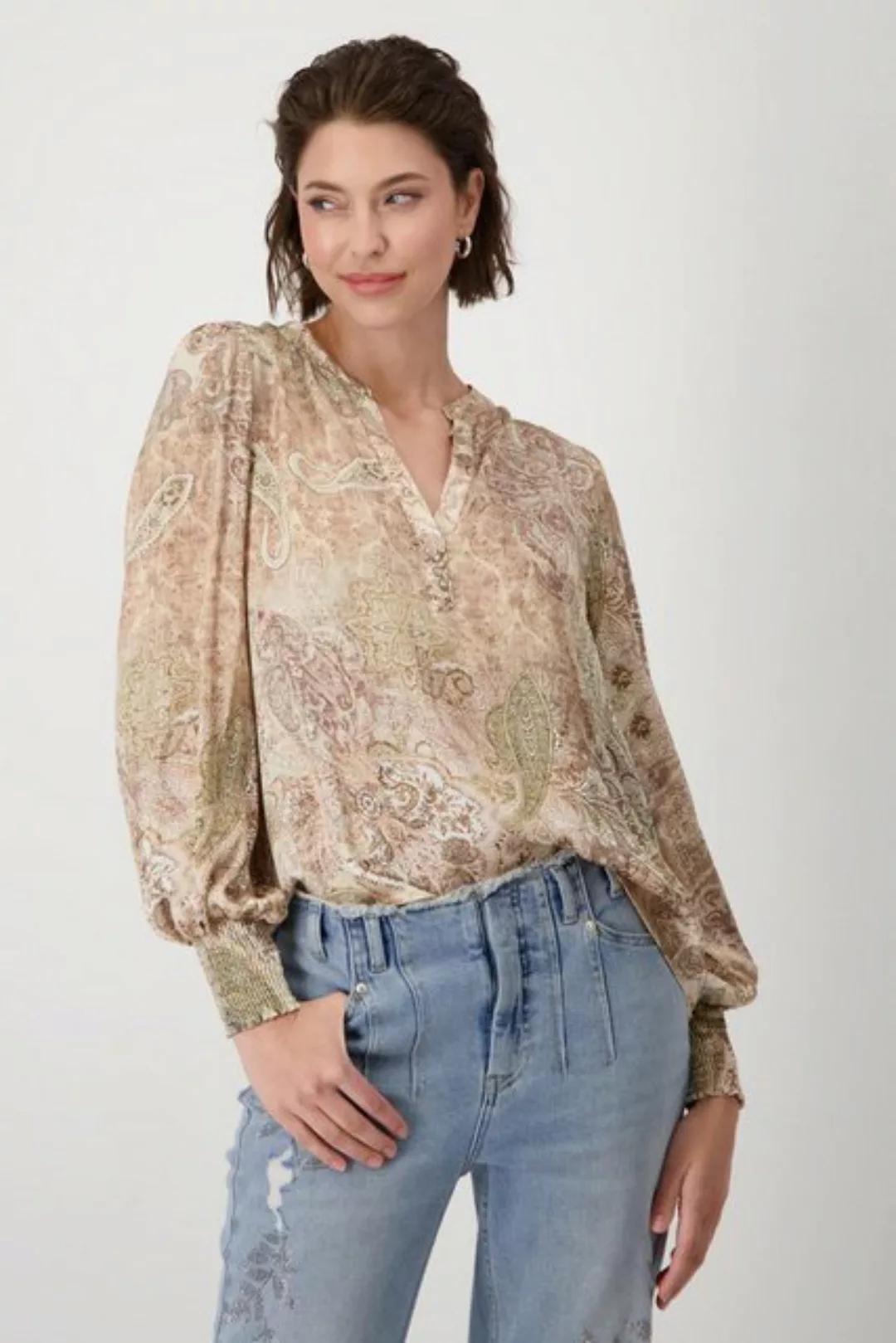 Monari Blusenshirt Bluse mit Paisleymuster brown sugar gemustert günstig online kaufen