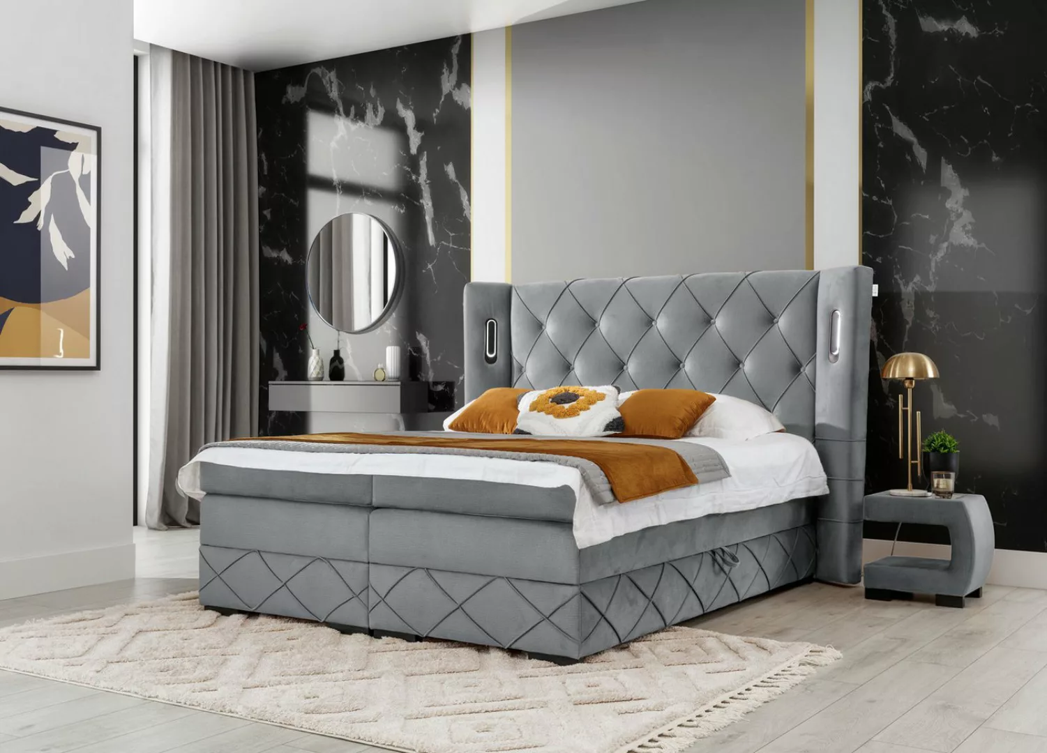 yourhouse24 Boxspringbett Focus Lux (Bonell-Matratze und Topperr), mit zwei günstig online kaufen