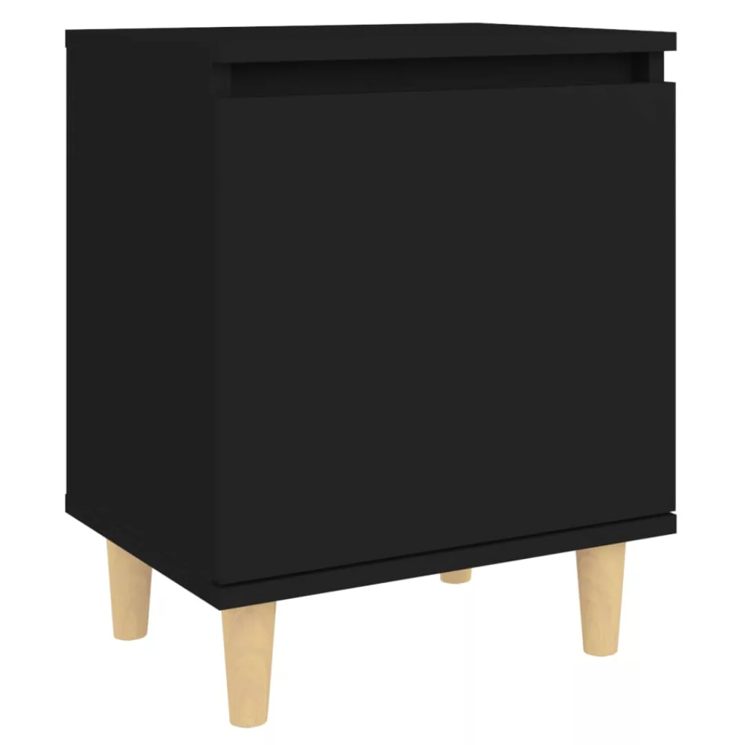 Nachttisch Mit Massivholz-beinen Schwarz 40x30x50 Cm günstig online kaufen