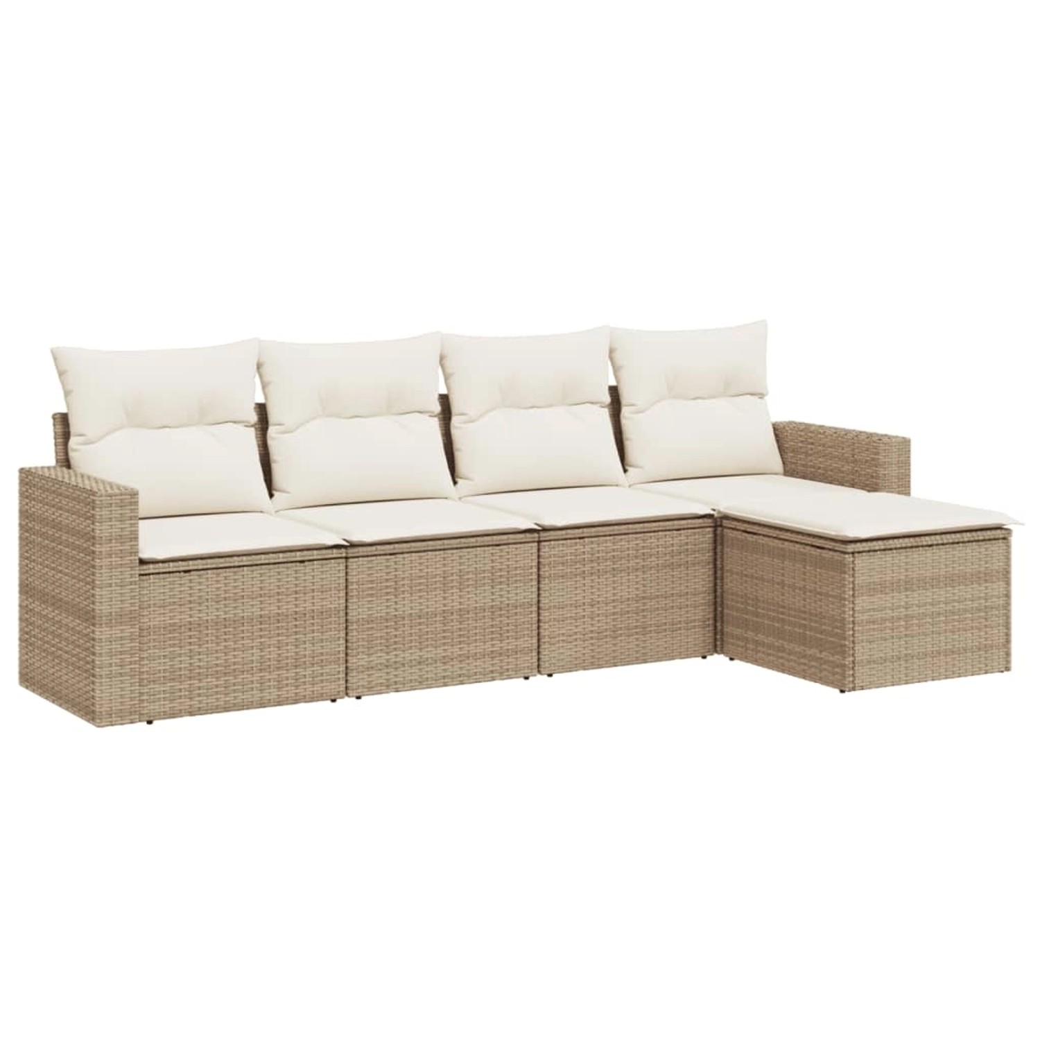 vidaXL 5-Tlg Garten-Sofagarnitur mit Kissen Beige Poly Rattan 3218878 günstig online kaufen