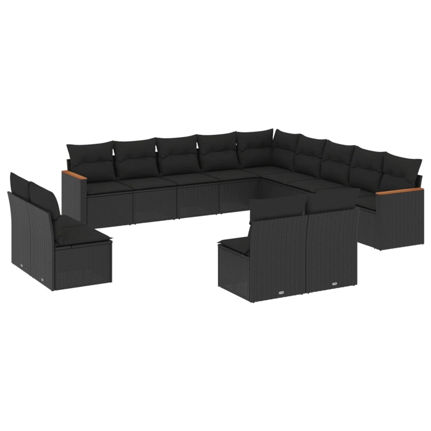 vidaXL 13-Tlg Garten-Sofagarnitur mit Kissen Schwarz Poly Rattan 3226482 günstig online kaufen