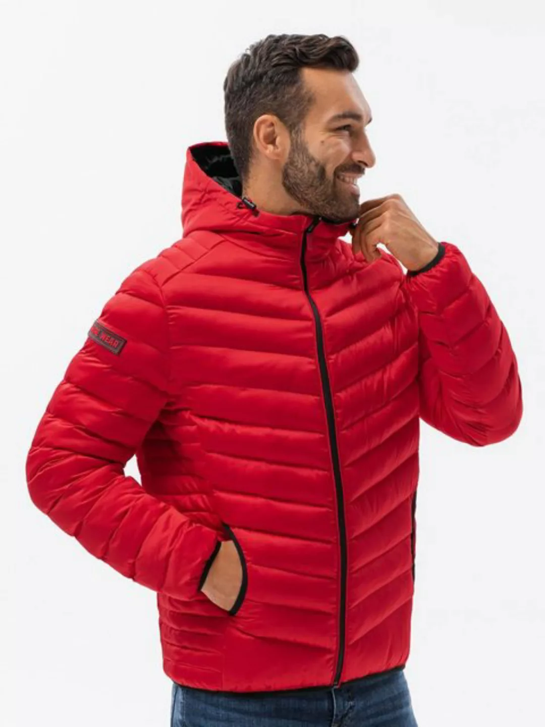 OMBRE Steppjacke Herren-Steppjacke mit satinierter Oberfläche - rot V7 OM-J günstig online kaufen