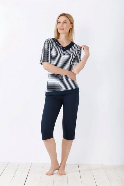 Hajo 5-Pocket-Hose Damen Capri-Schlafanzug, Premium Cotton günstig online kaufen