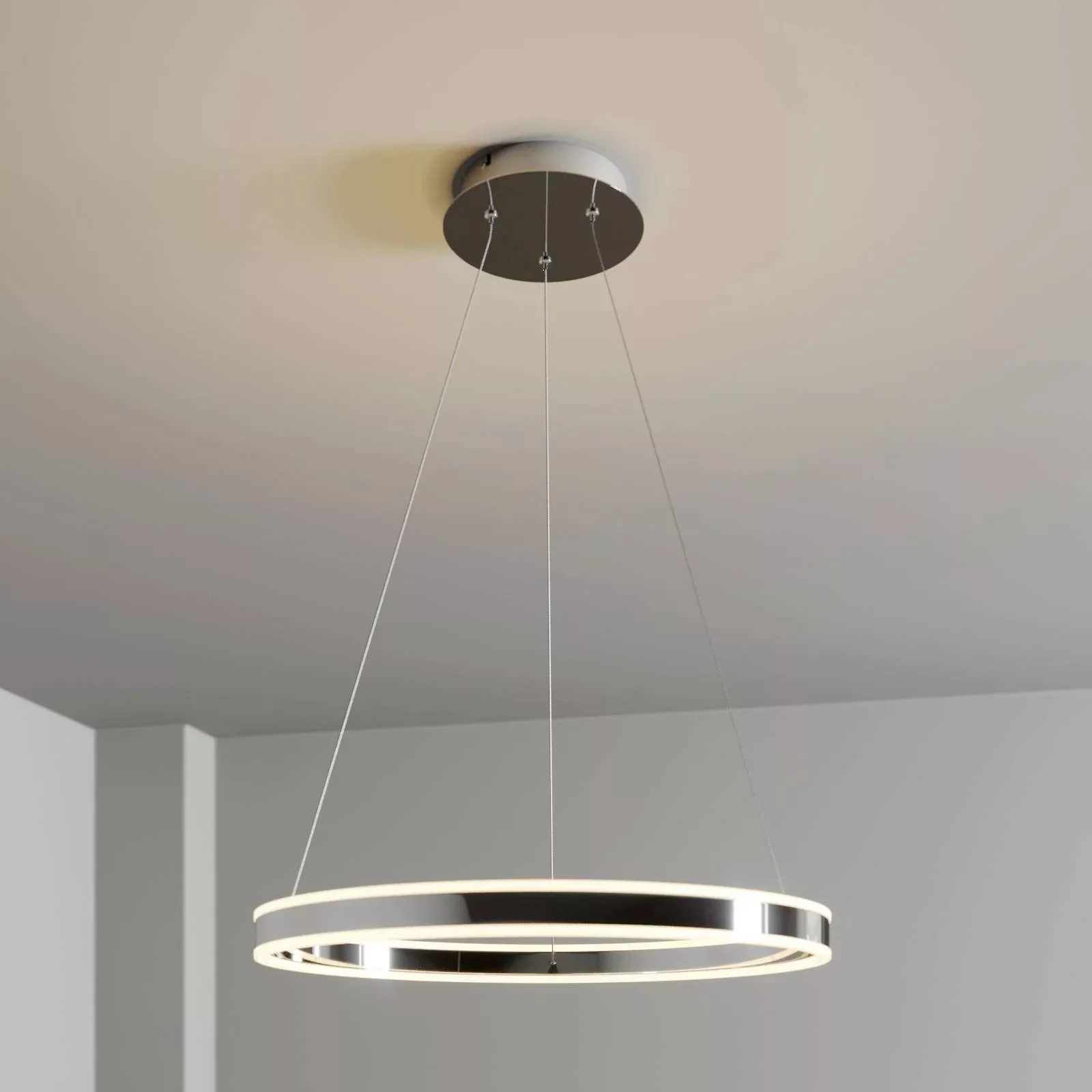 Lucande LED-Pendelleuchte Lyani, Ø 60 cm, chrom, dimmbar günstig online kaufen