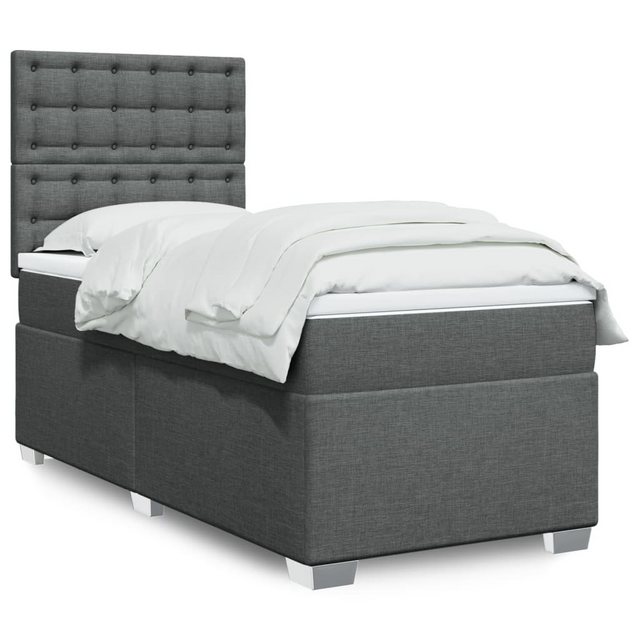 vidaXL Bettgestell Boxspringbett mit Matratze Dunkelgrau 90x200 cm Stoff Be günstig online kaufen