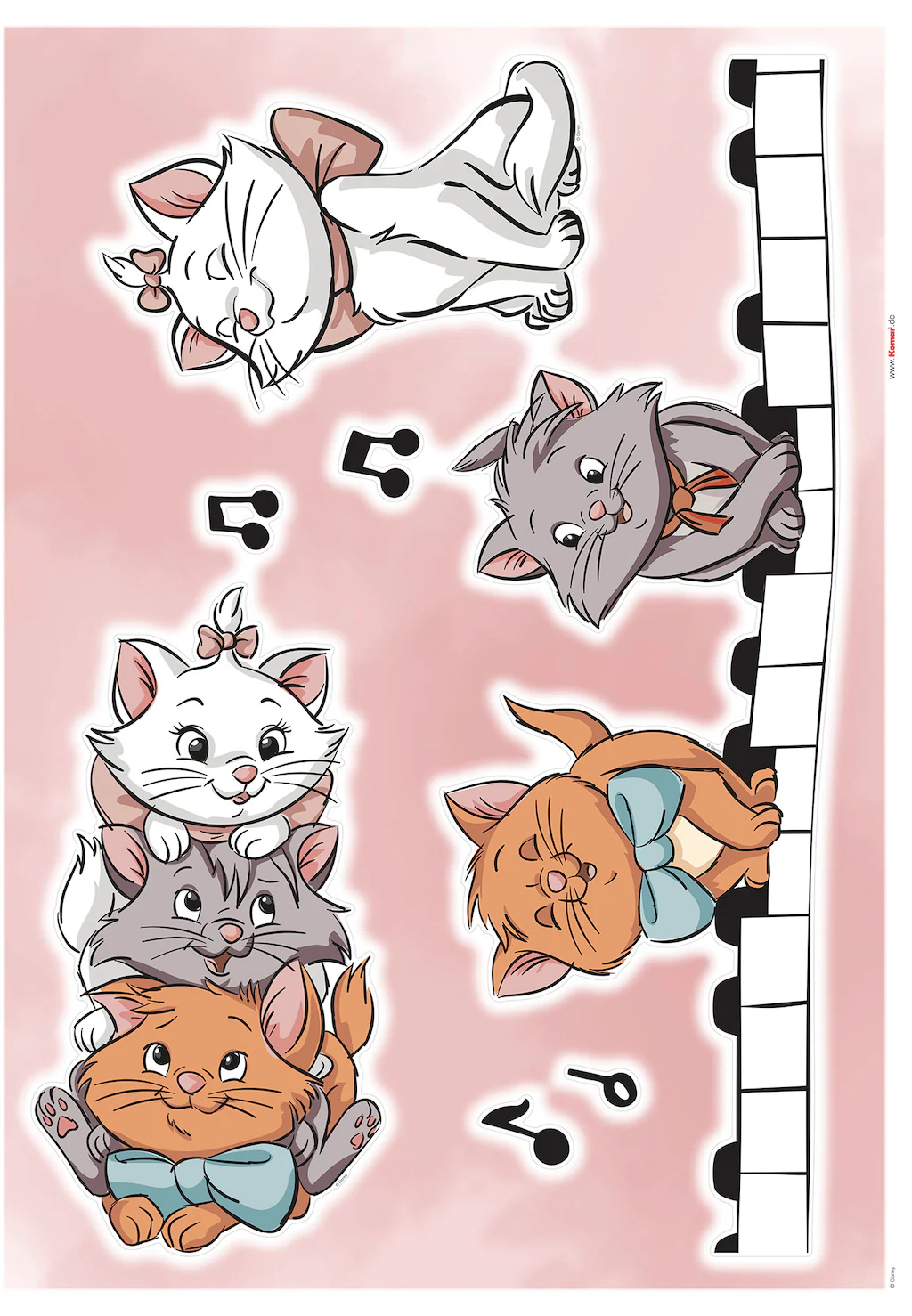 Komar Wandtattoo "Aristocats Kittens - Größe 50 x 70 cm", (7 St.), selbstkl günstig online kaufen