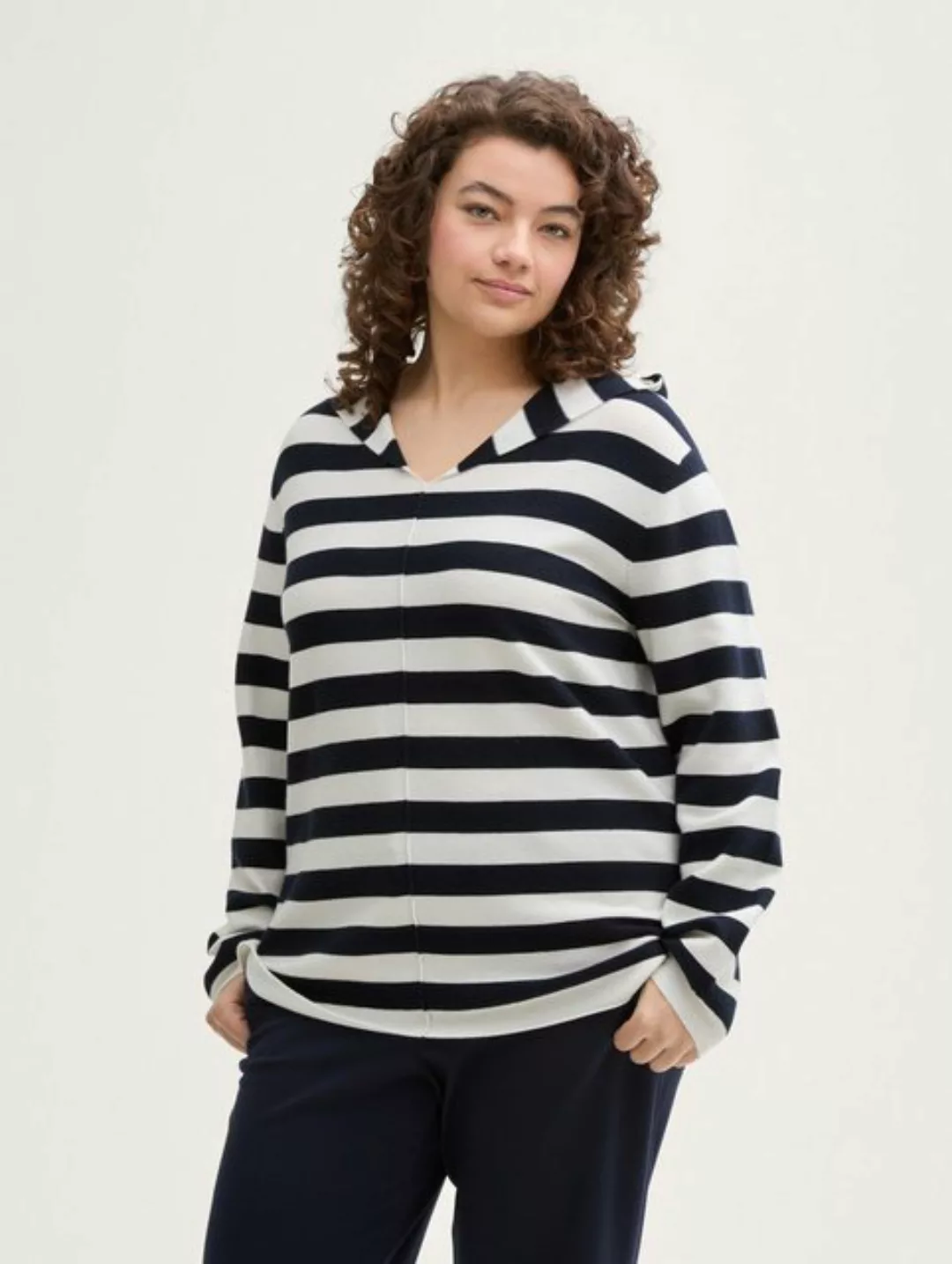 TOM TAILOR PLUS Strickpullover Plus Size - Strickpullover mit Kapuze günstig online kaufen