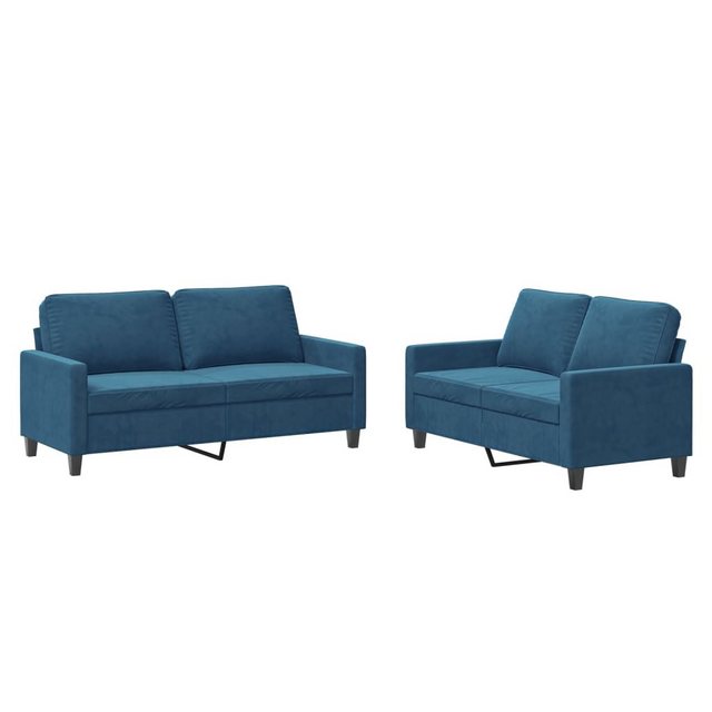 vidaXL Sofa Sofagarnitur Set mit Kissen Samt, 2-tlg., Blau günstig online kaufen