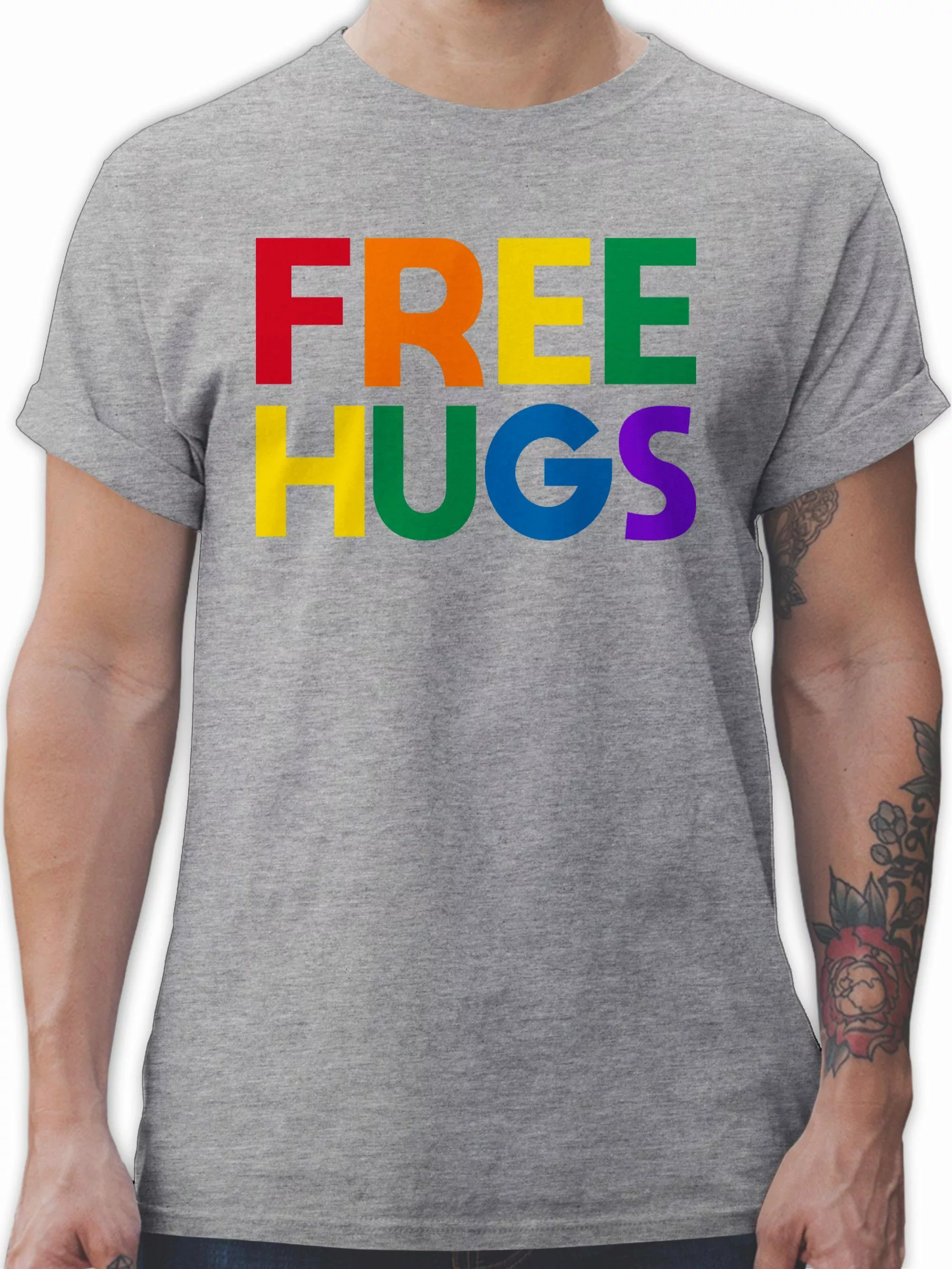 Shirtracer T-Shirt Free Hugs - Lettering günstig online kaufen