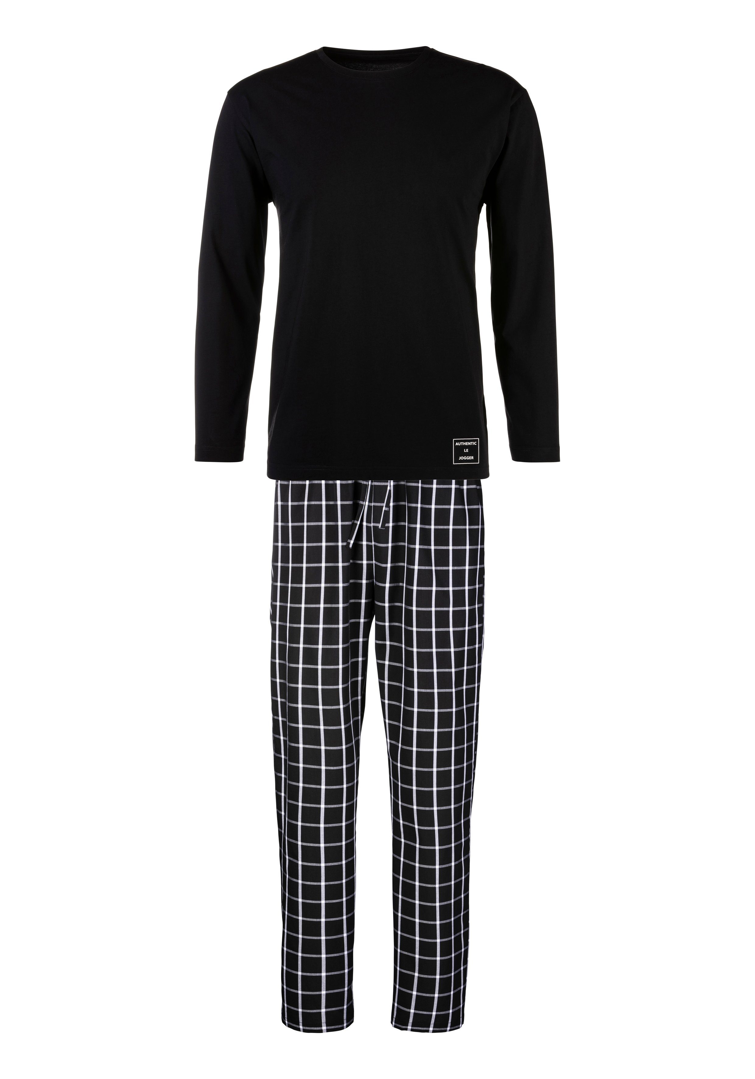 AUTHENTIC LE JOGGER Pyjama, (2 tlg., 1 Stück), Schlafanzug mit karierter We günstig online kaufen