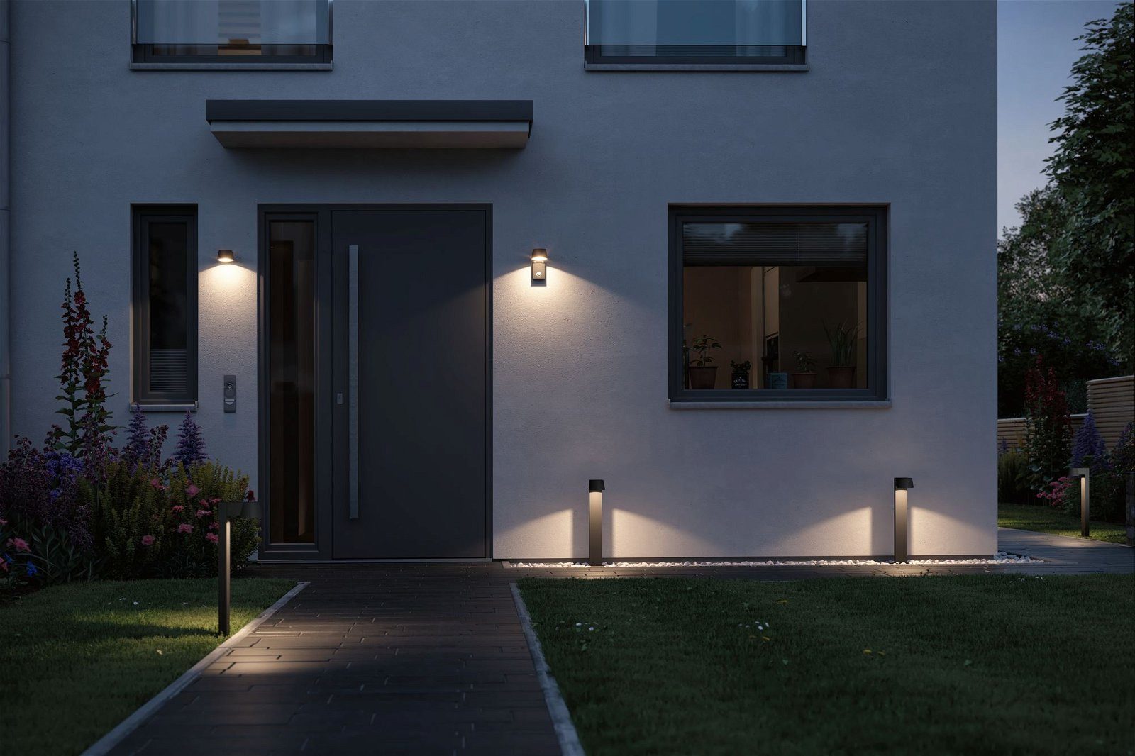 LED Wandleuchte Capea in Anthrazit 6W 450lm IP44 mit Bewegungsmelder günstig online kaufen