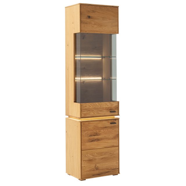 expendio Vitrine Cira 3 Wildeiche massiv, durchgehende Lamelle, 53x202x38 c günstig online kaufen