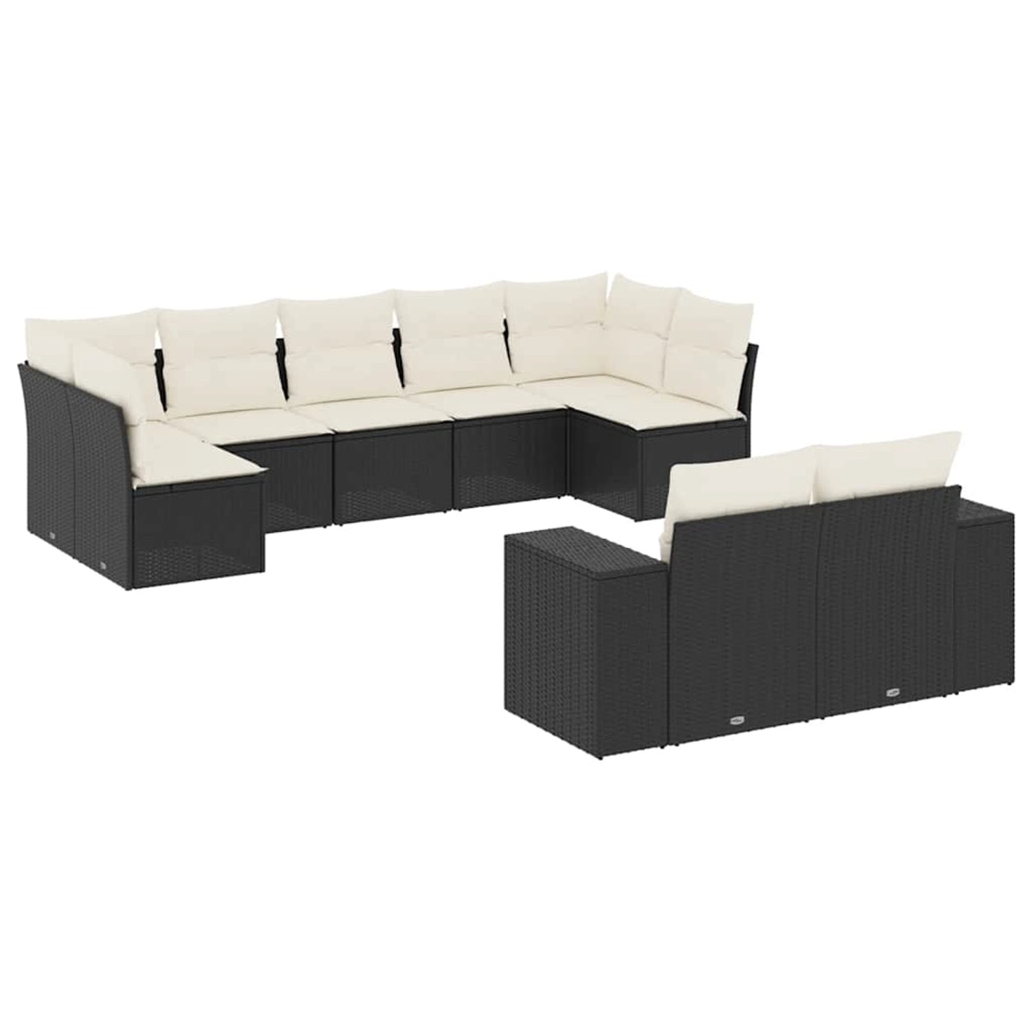 vidaXL 9-Tlg Garten-Sofagarnitur mit Kissen Schwarz Poly Rattan 3255353 günstig online kaufen