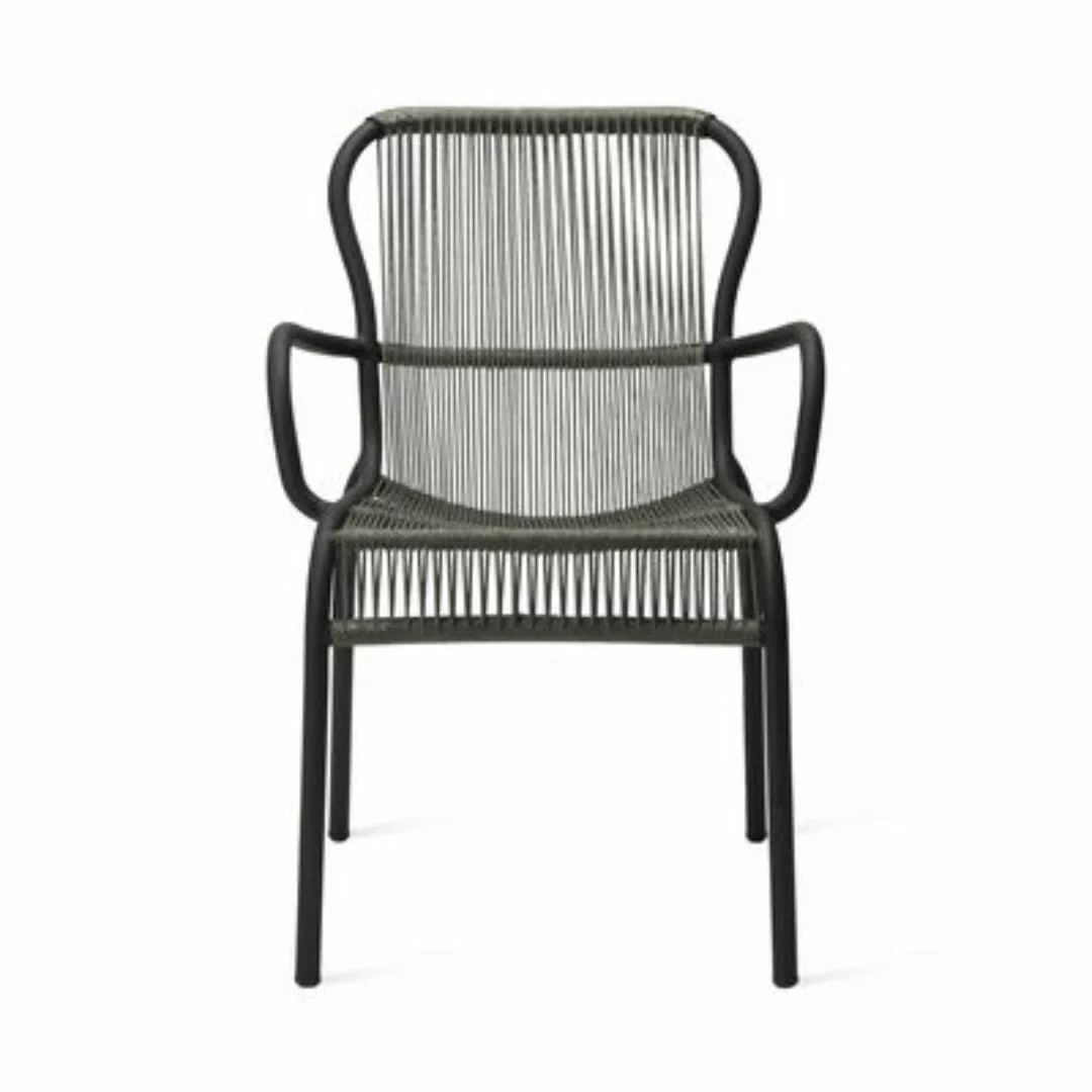 Stapelbarer Sessel Loop plastikmaterial grau / Bespannung handgeflochtene P günstig online kaufen