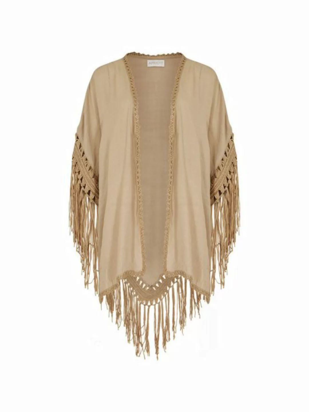 Apricot Blusenkimono Crochet Fringe Shimmer Cover Up, mit Fransen günstig online kaufen